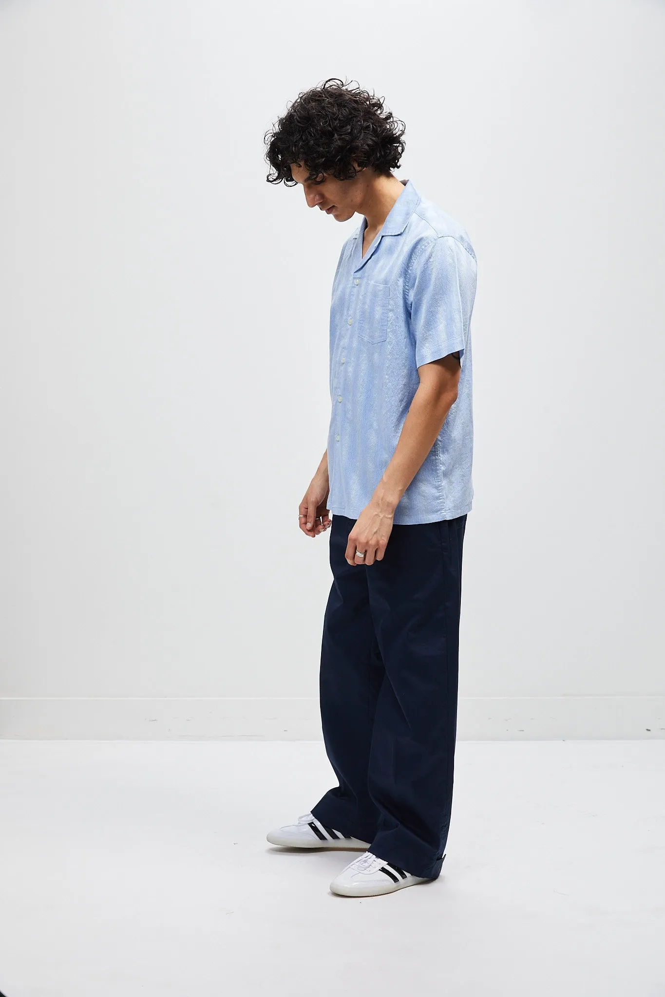 Italian short sleeve camp collar - Blue stripe sold by Lite Year product image thumbnail 5