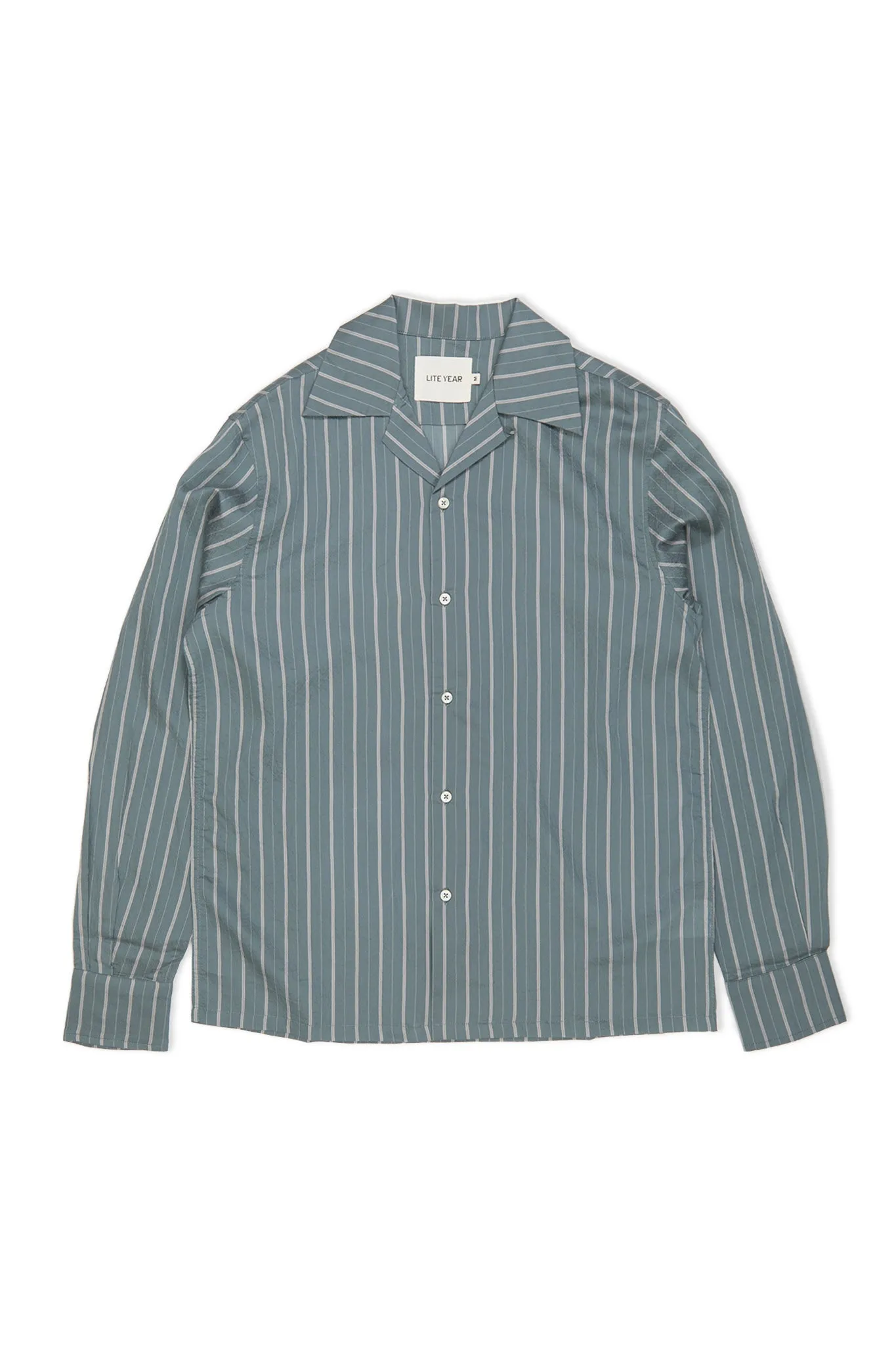 Italian Camp Collar Shirt - Teal Stripe sold by Lite Year