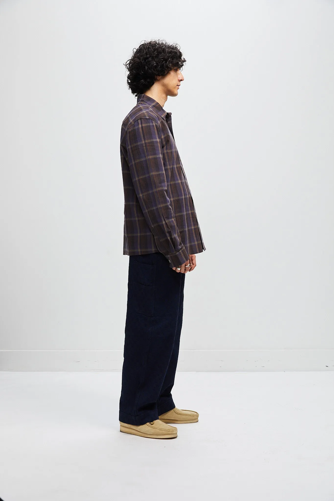 Relaxed Button Up Shirt - Navy plaid sold by Lite Year product image thumbnail 5