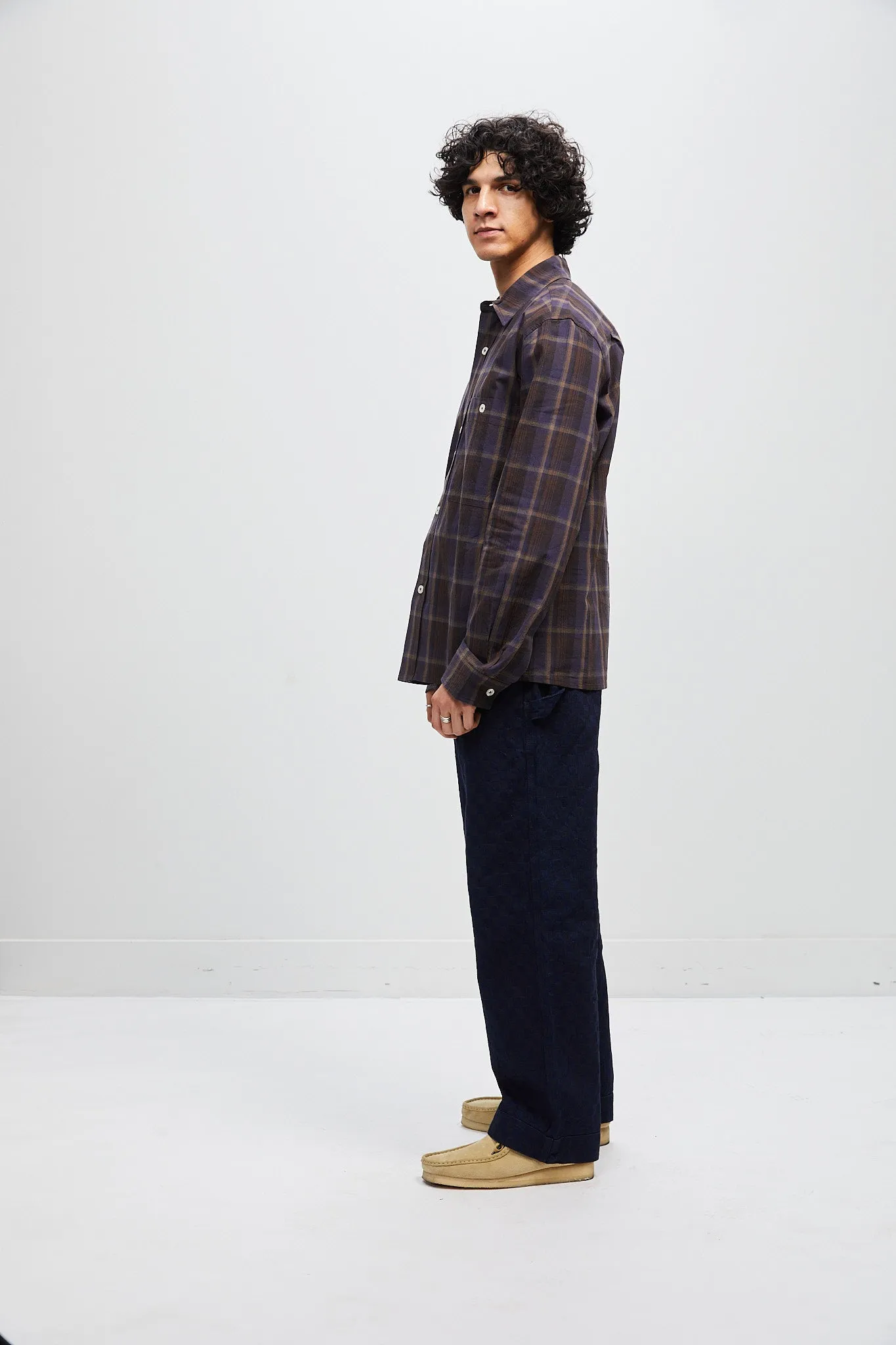 Relaxed Button Up Shirt - Navy plaid sold by Lite Year product image thumbnail 4