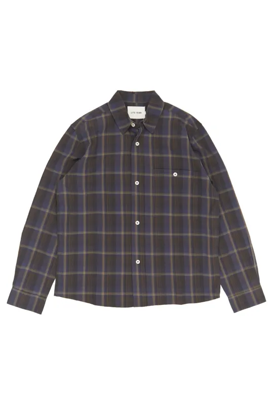 Relaxed Button Up Shirt - Navy plaid made by Lite Year