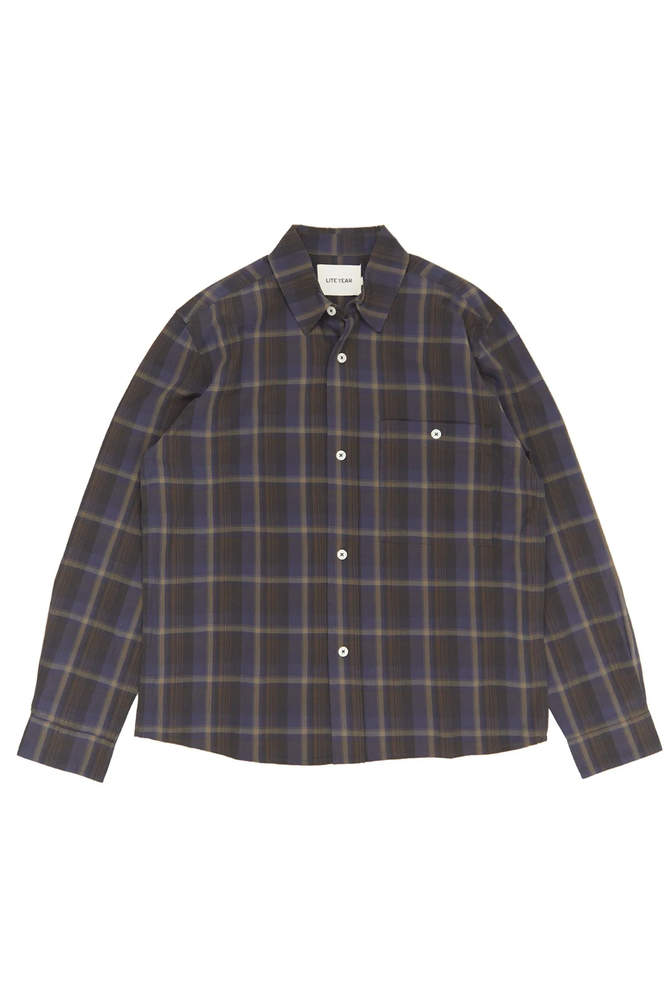 Relaxed Button Up Shirt - Navy plaid sold by Lite Year