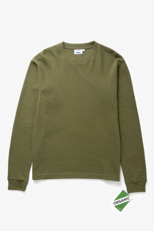 Power Goods - Thermal Waffle Long Sleeve Tee - Olive sold by Power Goods