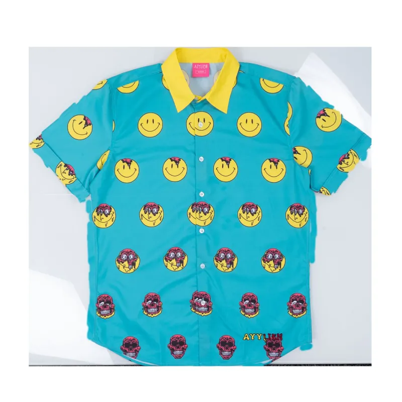 Ayylien Melting Smileys Button Up Tee sold by Ayylien Clothing