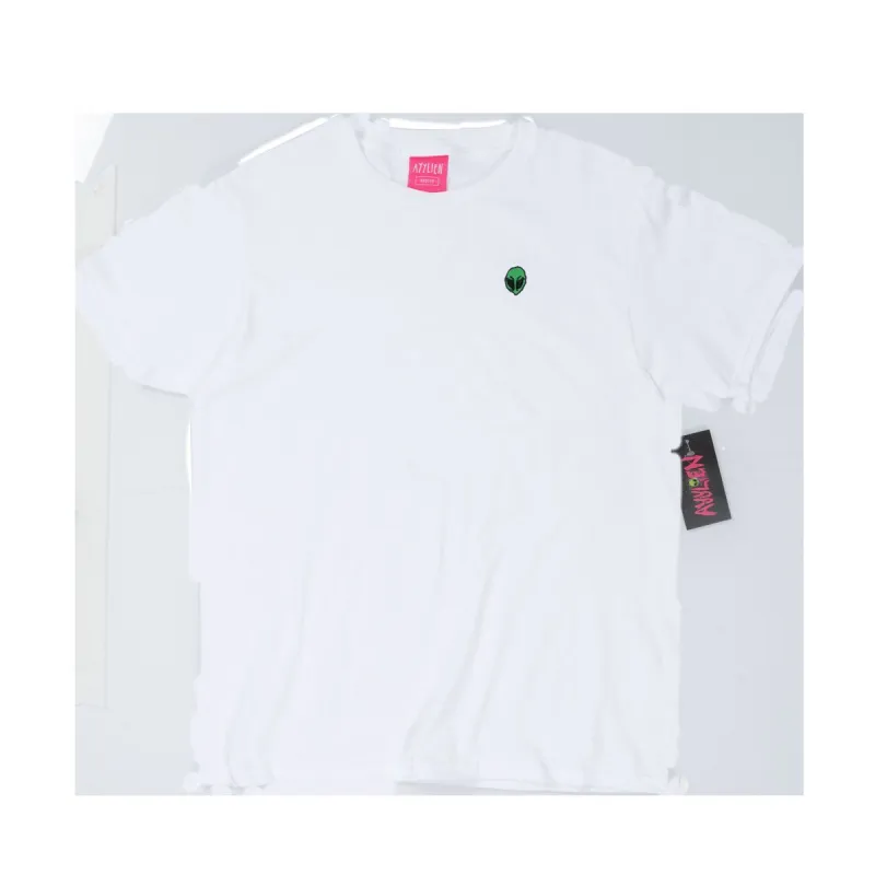 Alien Head Embroidered Tee - White sold by Ayylien Clothing