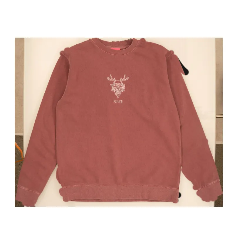 Antler Skull Pigment Dyed Crewneck sold by Ayylien Clothing