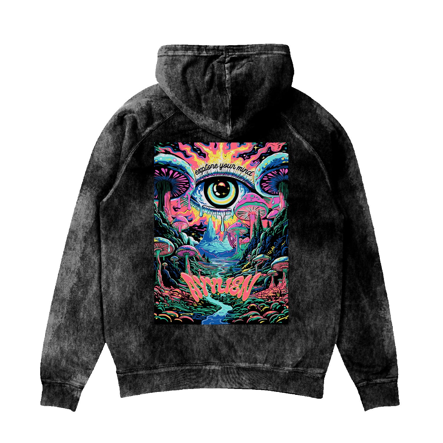 Psychedelic Explore Your Mind Hoodie - Black sold by Ayylien Clothing product image thumbnail 2