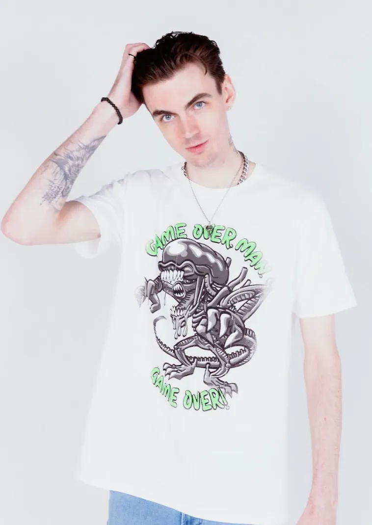 Rubberhose Alien Game Over Man Tee - White sold by Ayylien Clothing product image thumbnail 2