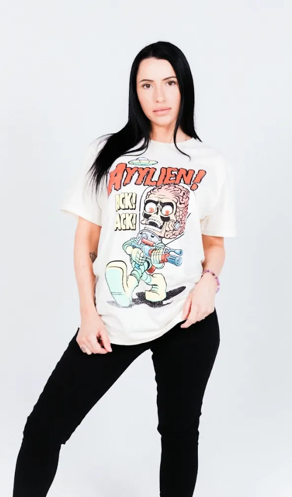 Rubberhose Mars Attack Ack Ack Tee - Natural sold by Ayylien Clothing product image thumbnail 2