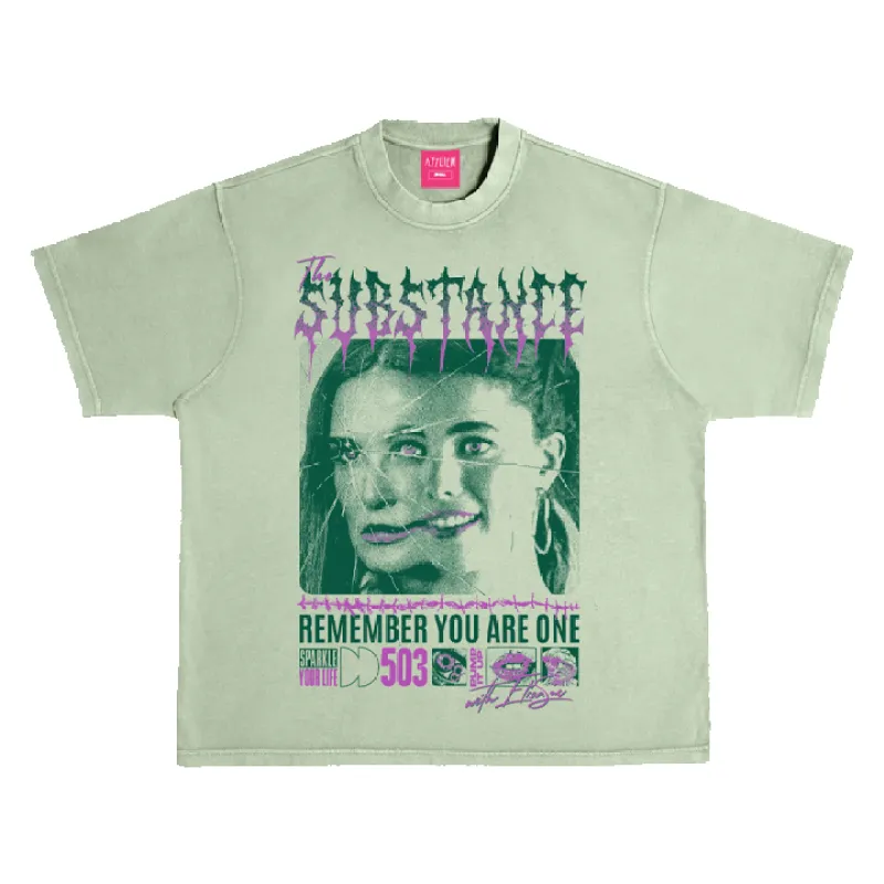 The Substance Tee - Washed Oil Green sold by Ayylien Clothing
