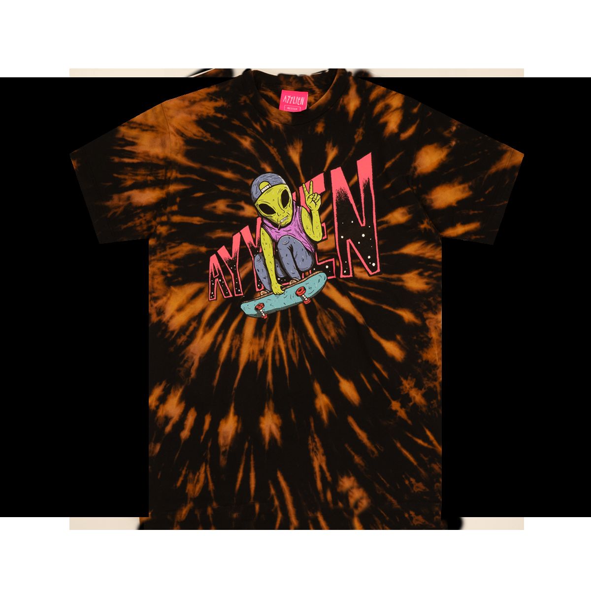 Skater Alien Bleach Dyed Tee sold by Ayylien Clothing