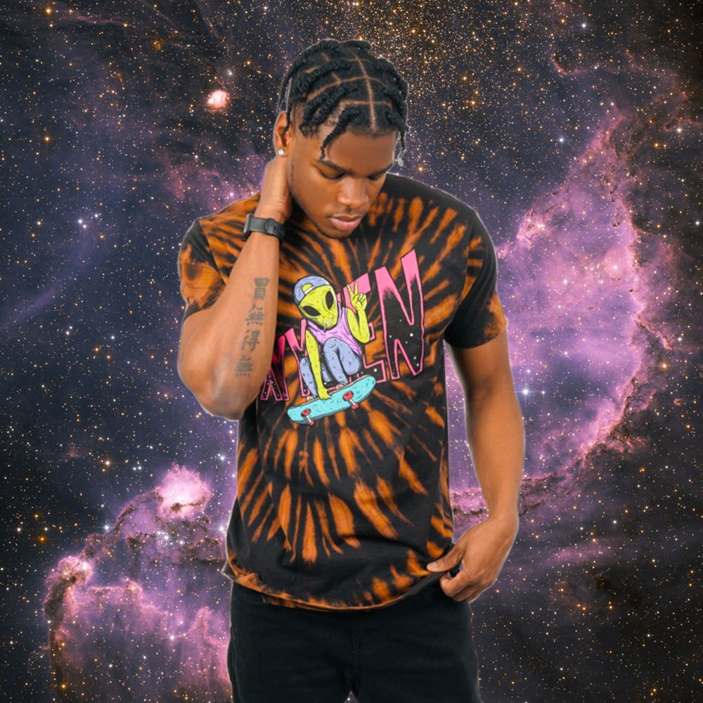 Skater Alien Bleach Dyed Tee sold by Ayylien Clothing product image thumbnail 4
