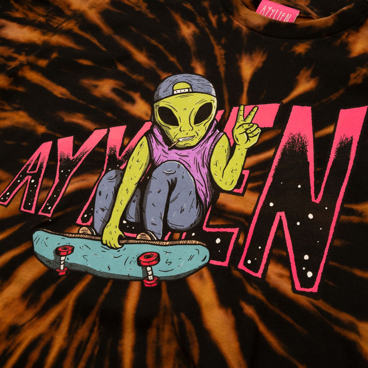 Skater Alien Bleach Dyed Tee sold by Ayylien Clothing product image thumbnail 2