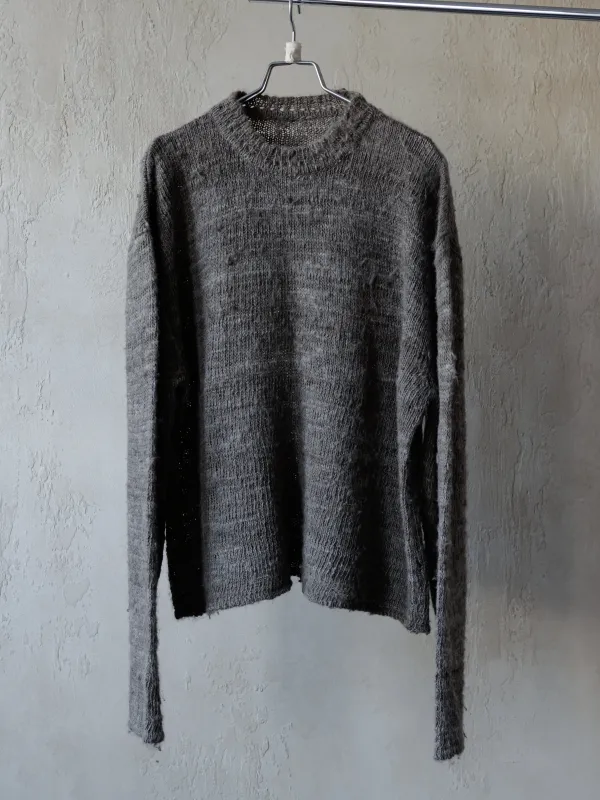 Forgotten Materials｜Tussah Silk Handspun Yarn Top (Natural Dyed Dark Grey) sold by Professor E.