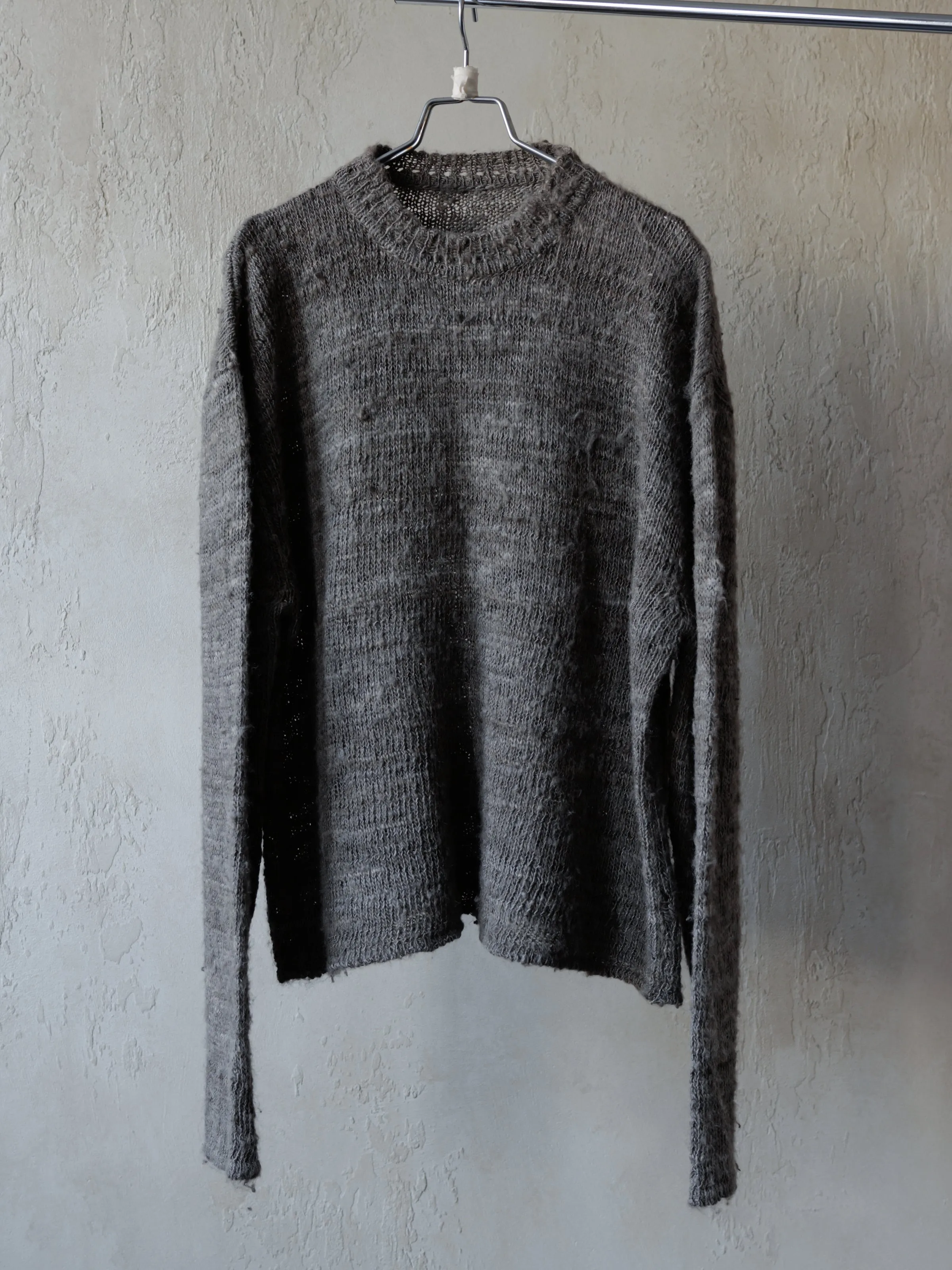 Forgotten Materials|Tussah Silk Handspun Yarn Top (Natural Dyed Dark Grey) sold by Professor E.