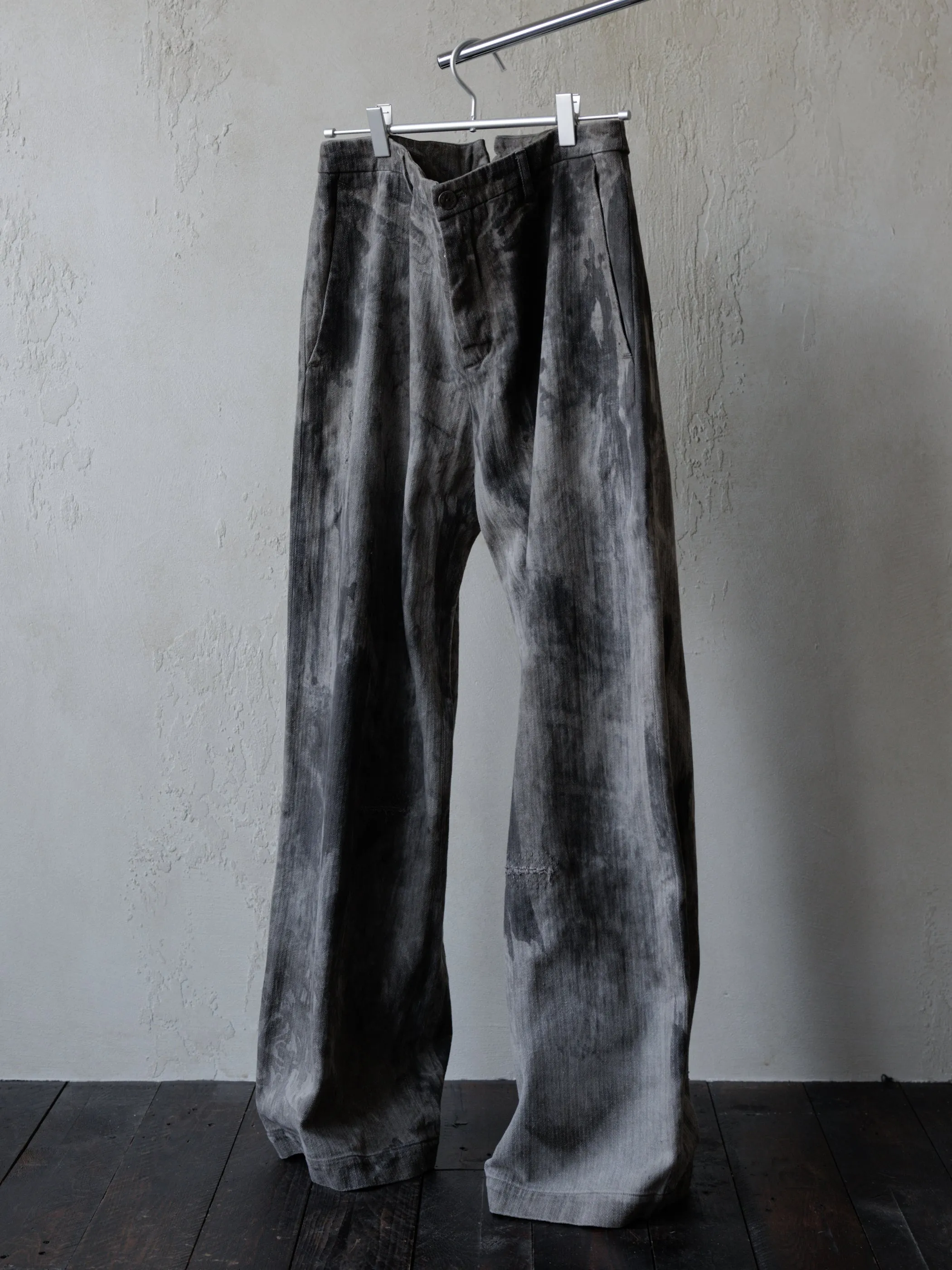 Forgotten Materials|0222 / Worker Pants (Natural Dyed Grey) sold by Professor E.