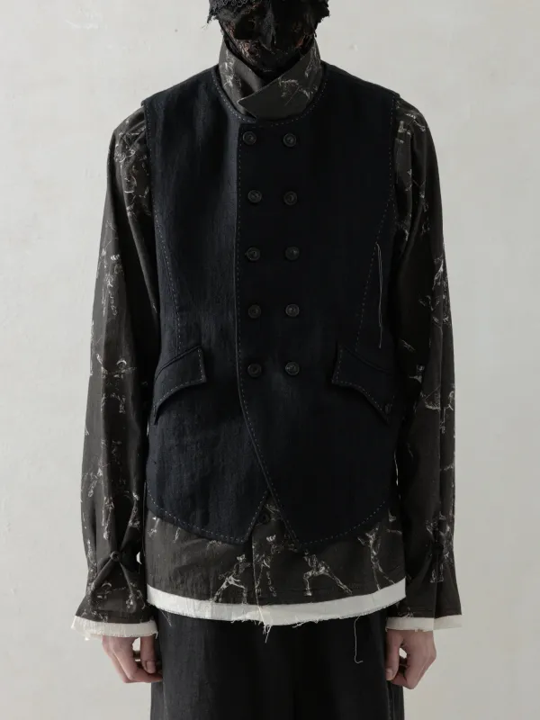 25SS｜E Double Breasted Waistcoat (Black) sold by Professor E.