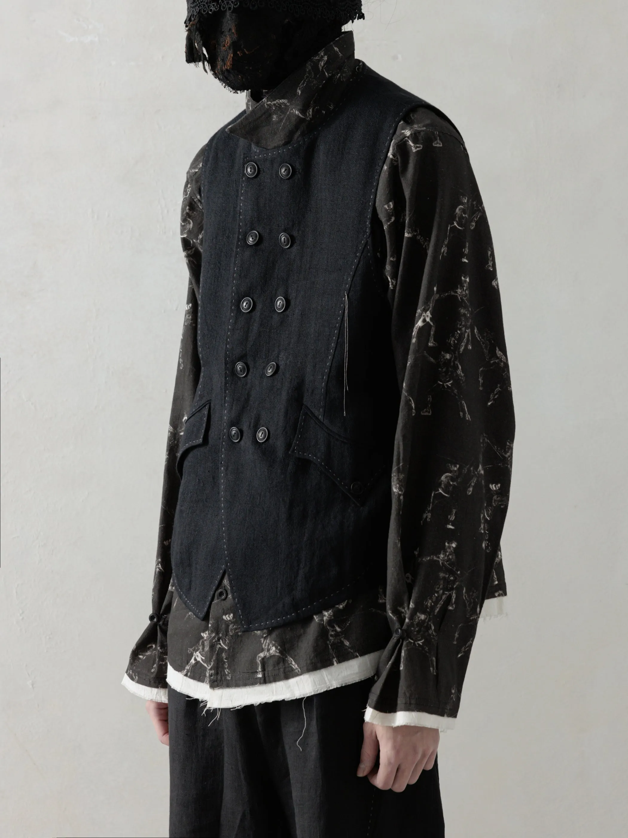 25SS|E Double Breasted Waistcoat (Black) sold by Professor E. product image thumbnail 2
