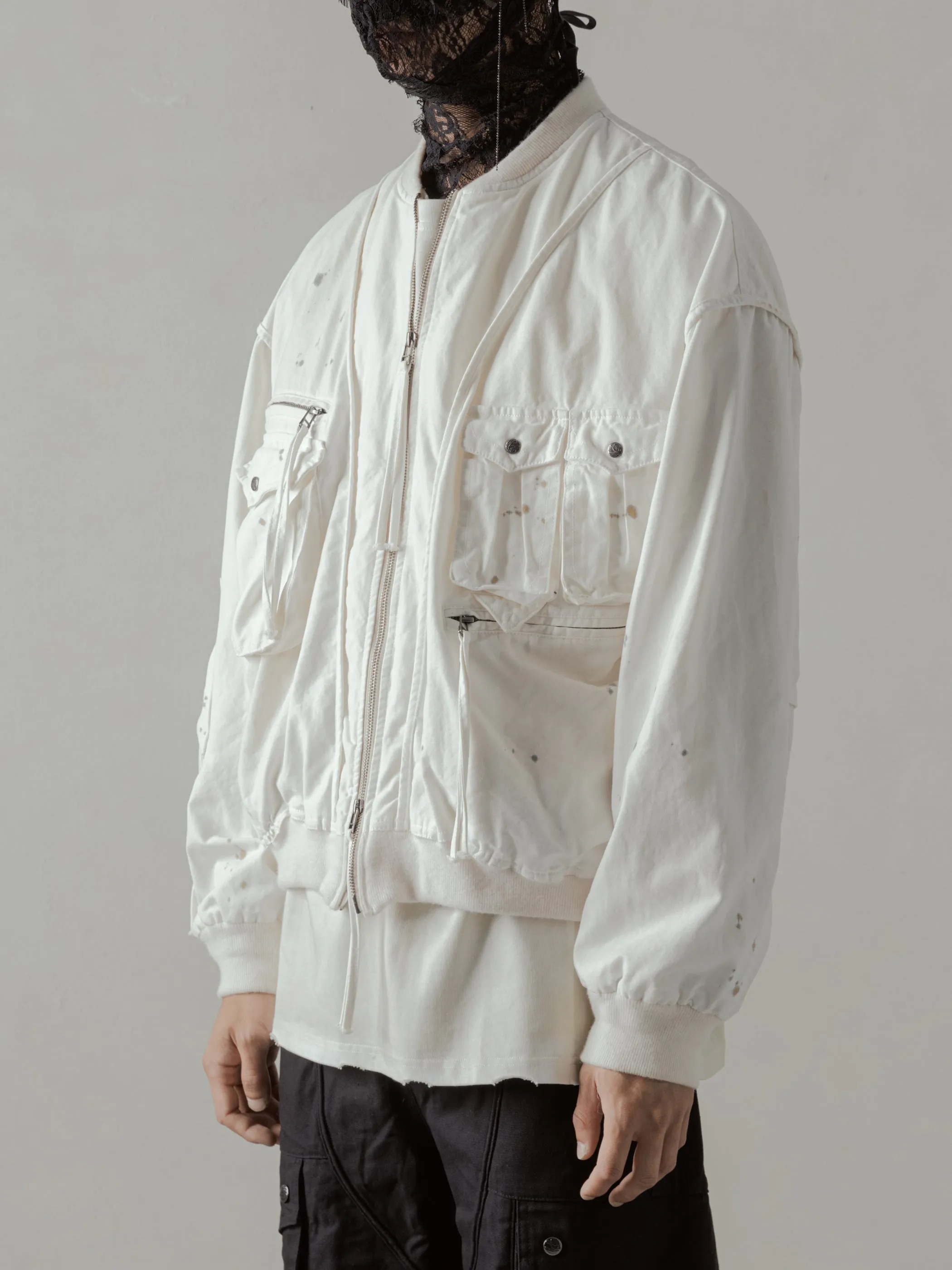 24FW|Parachute Cargo Bomber (Beige) sold by Professor E.
