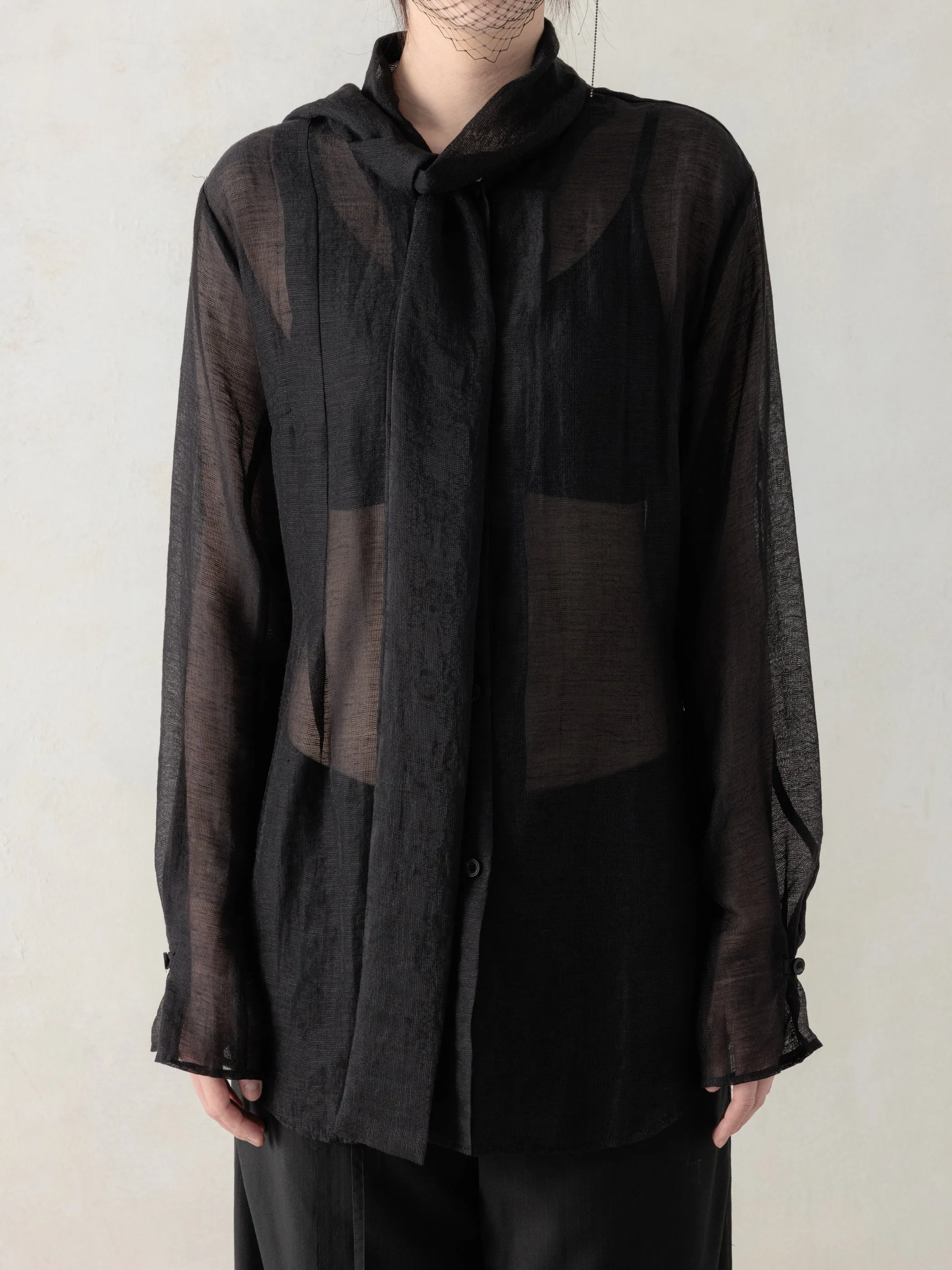 26SS WMS|Semi-Sheer Shirt (Black) sold by Professor E.