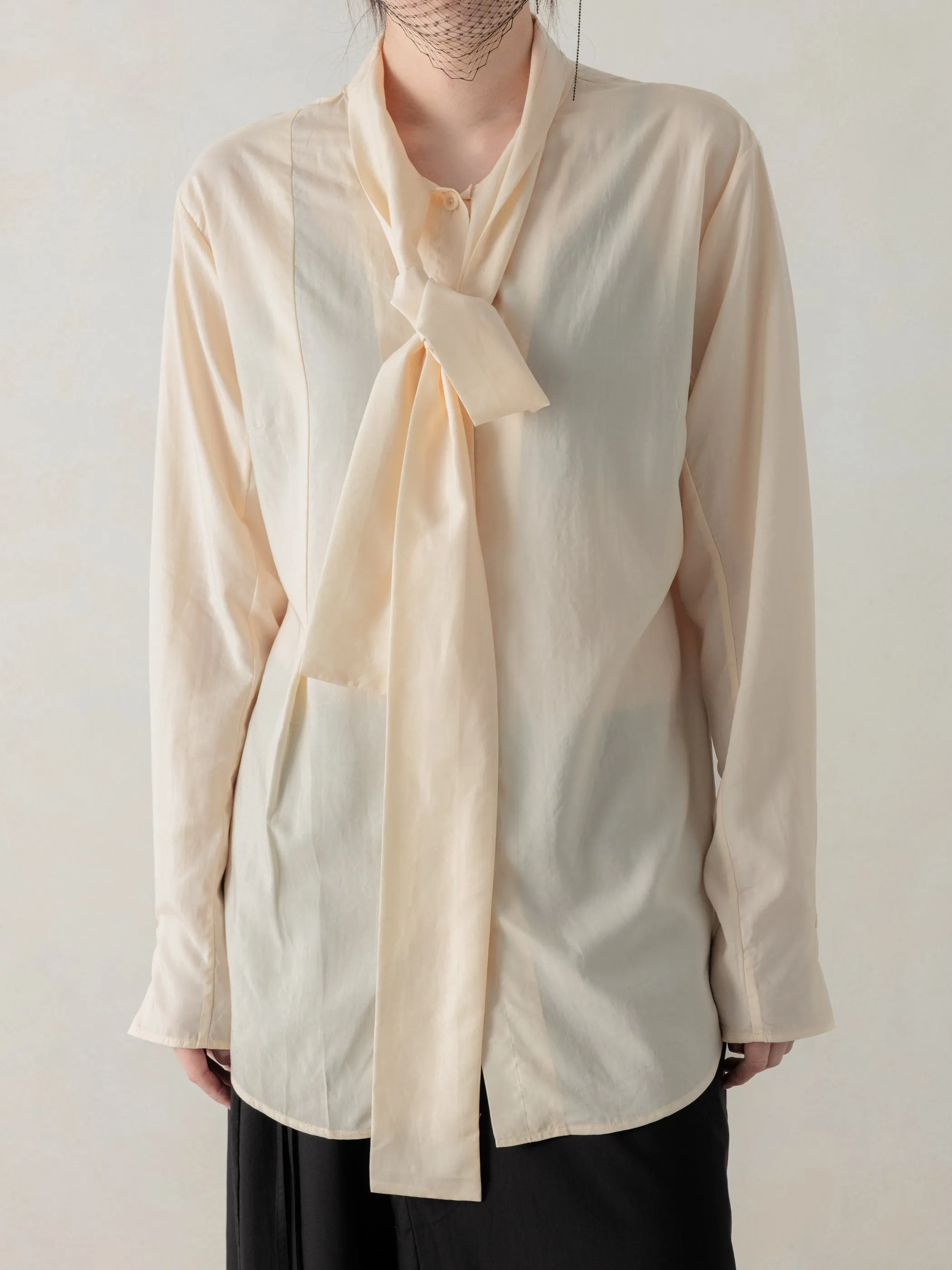 26SS WMS|Semi-Sheer Shirt (Beige) sold by Professor E.