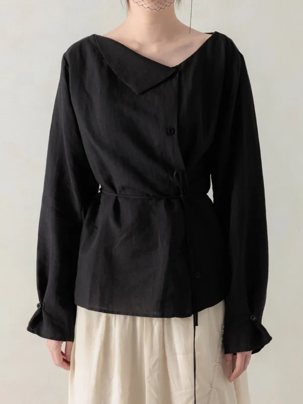 26SS WMS|Side Button Shirt (Black) made by Professor E.