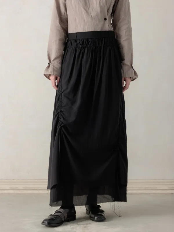 26SS WMS|Cotton Pleated Midi Skirt (Black) made by Professor E.