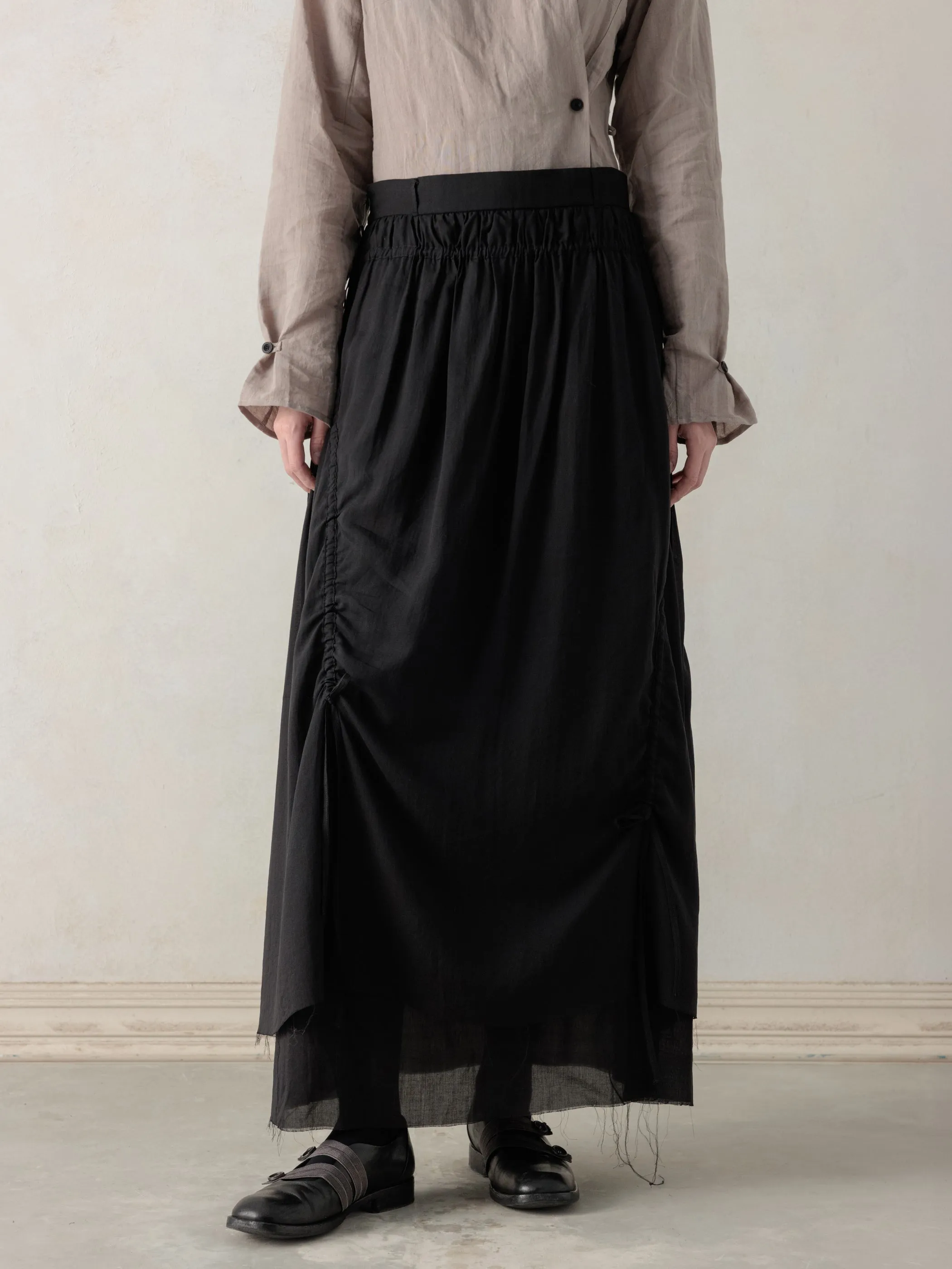 26SS WMS|Cotton Pleated Midi Skirt (Black) sold by Professor E.