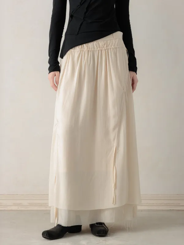 26SS WMS|Cotton Pleated Midi Skirt (Beige) made by Professor E.