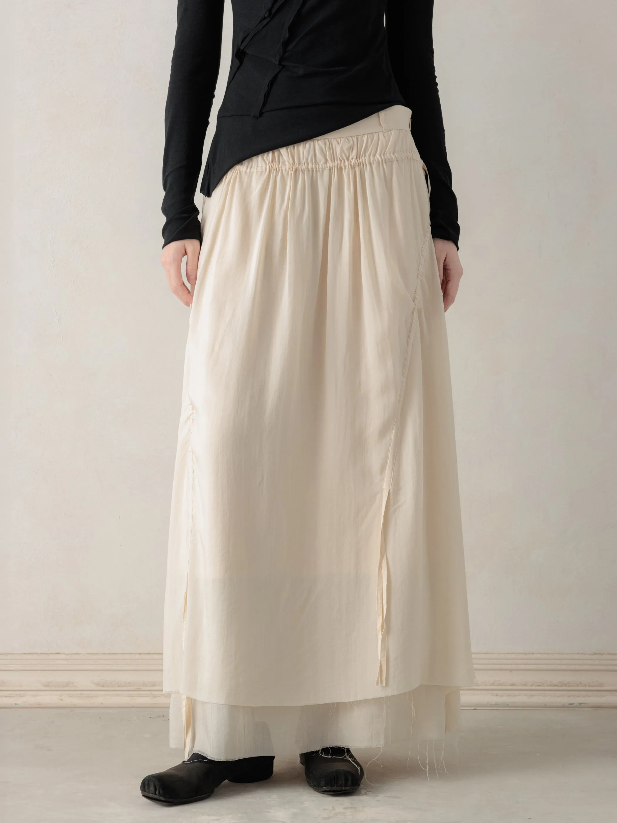 26SS WMS|Cotton Pleated Midi Skirt (Beige) sold by Professor E.