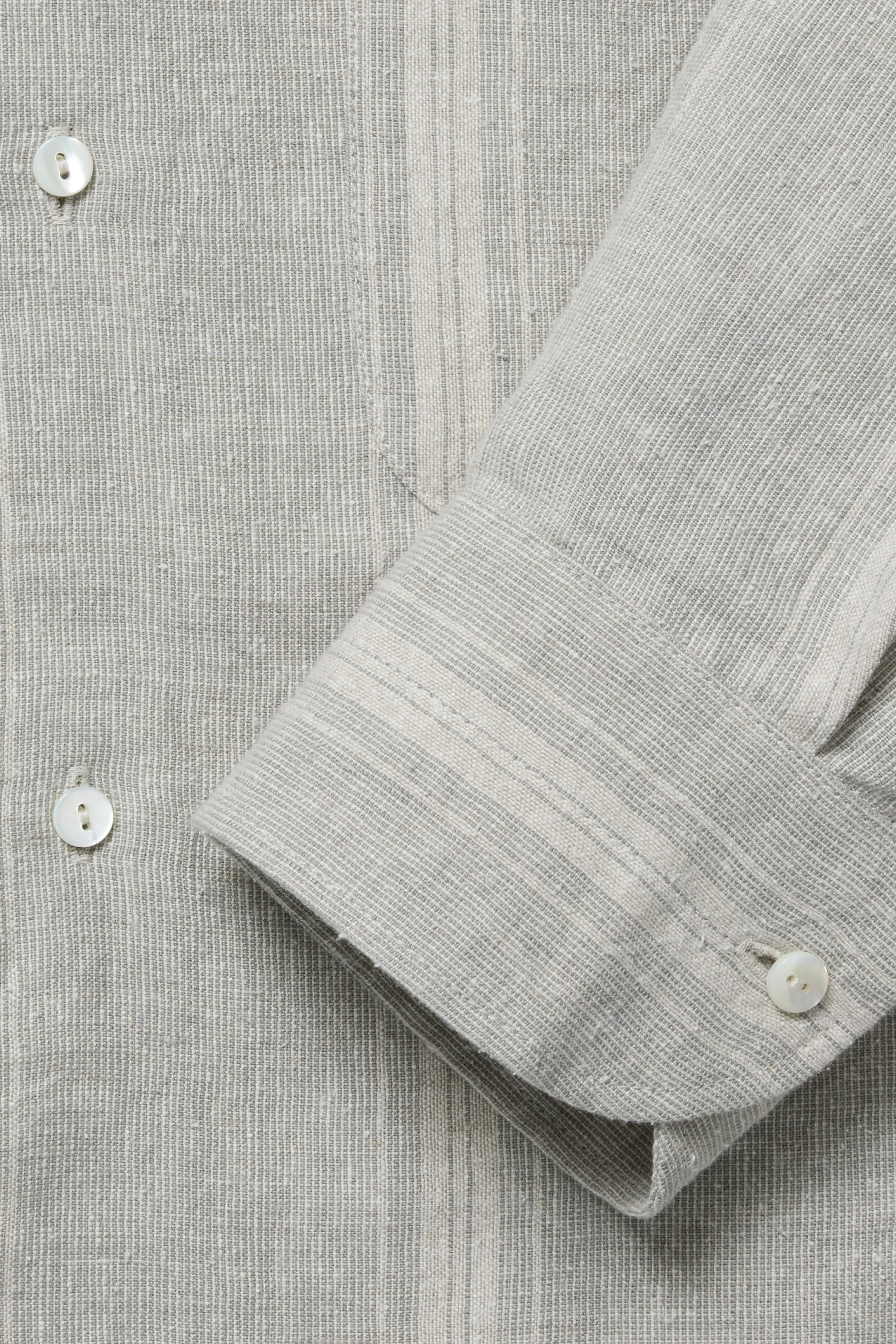 Button Down Collar Shirt (Lichen with Taupe Stripe Linen Silk Slub) sold by Stoffa product image thumbnail 5