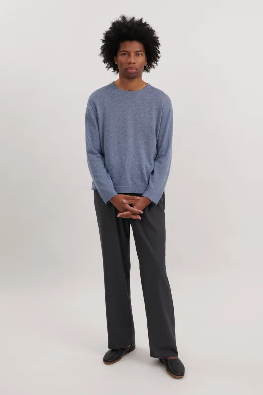 Long Sleeve Knit T-Shirt (Washed Indigo Cotton Mouliné) made by Stoffa