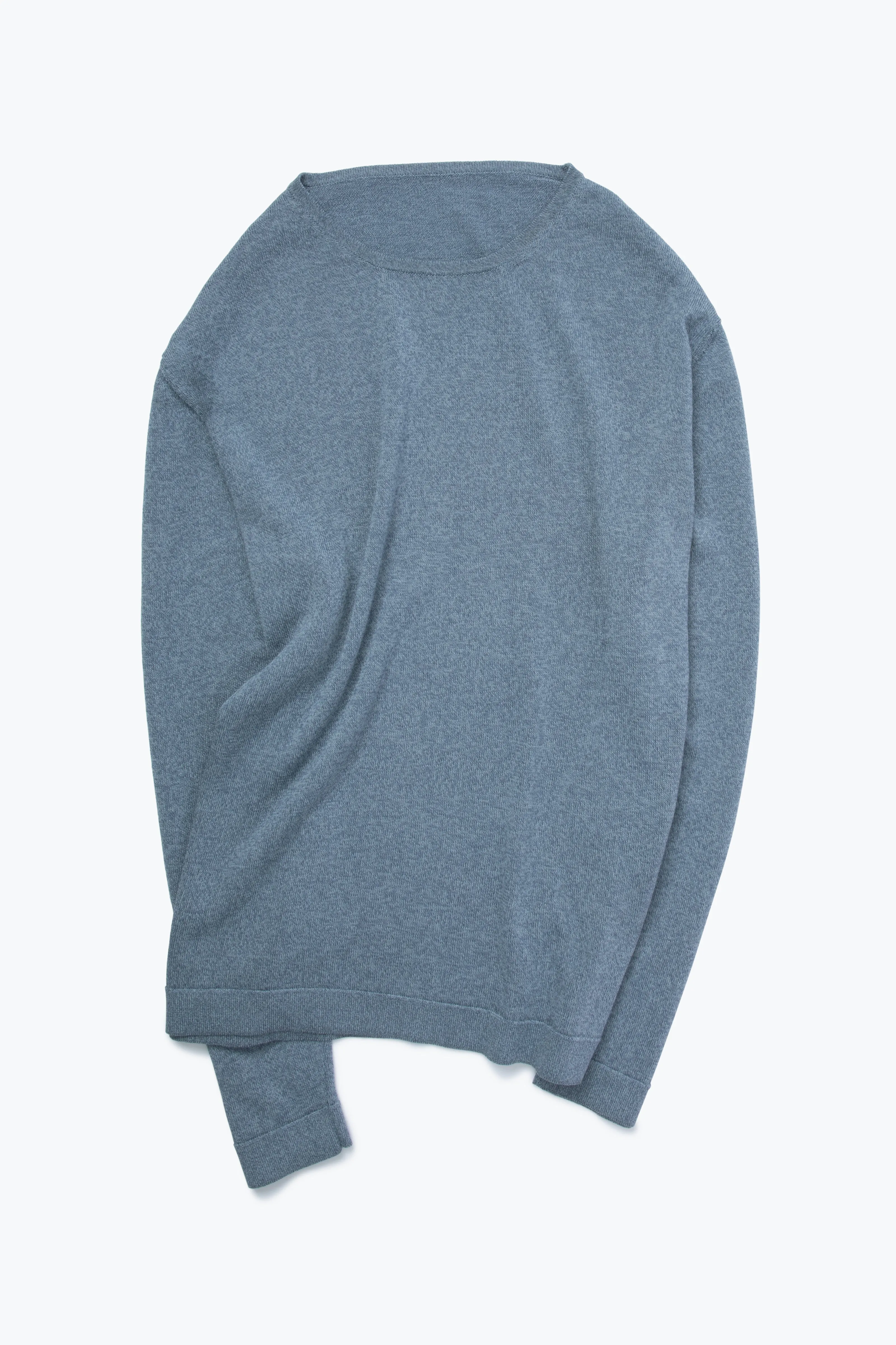 Long Sleeve Knit T-Shirt (Washed Indigo Cotton Mouliné) sold by Stoffa product image thumbnail 2
