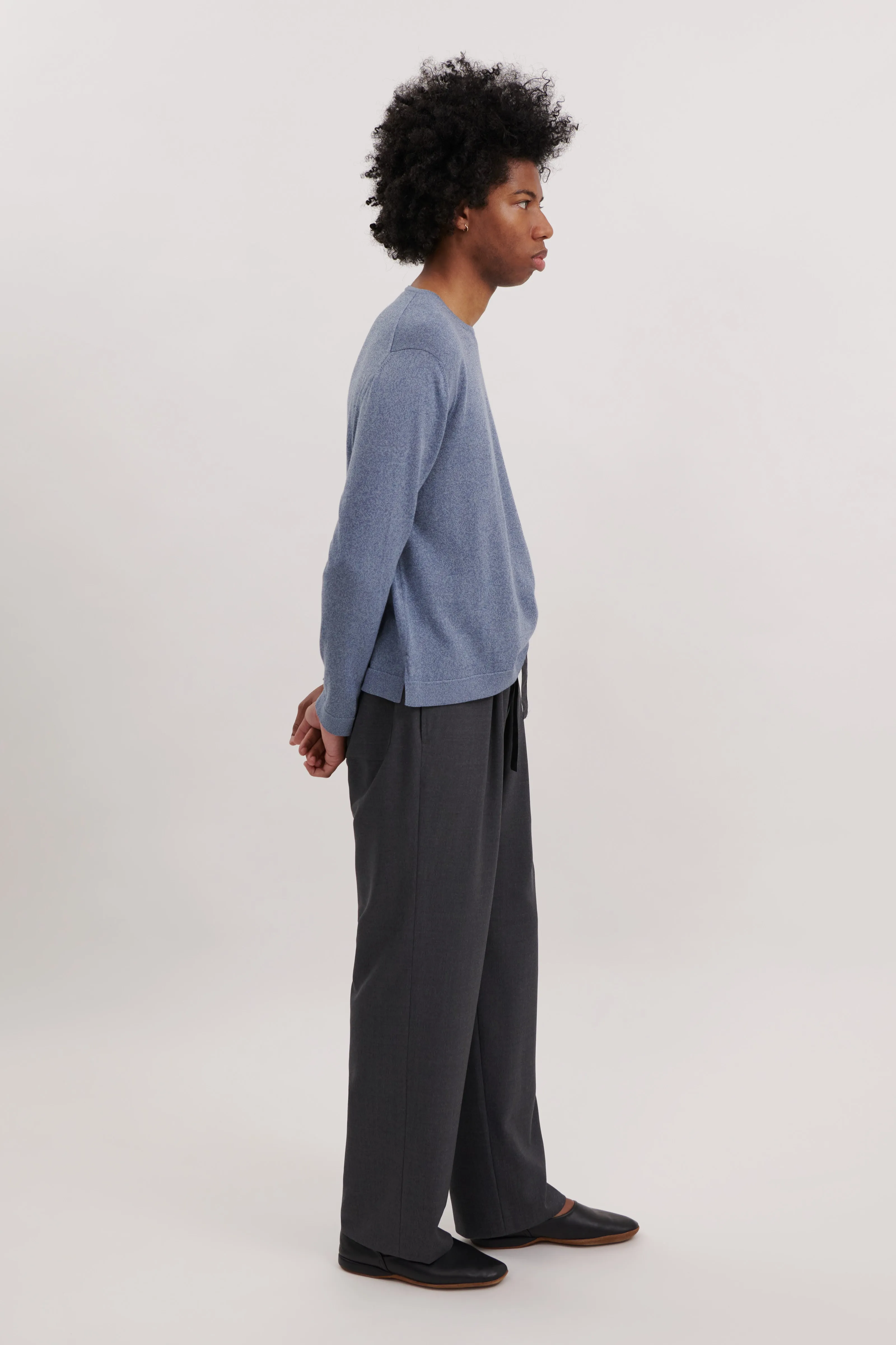 Long Sleeve Knit T-Shirt (Washed Indigo Cotton Mouliné) sold by Stoffa product image thumbnail 3