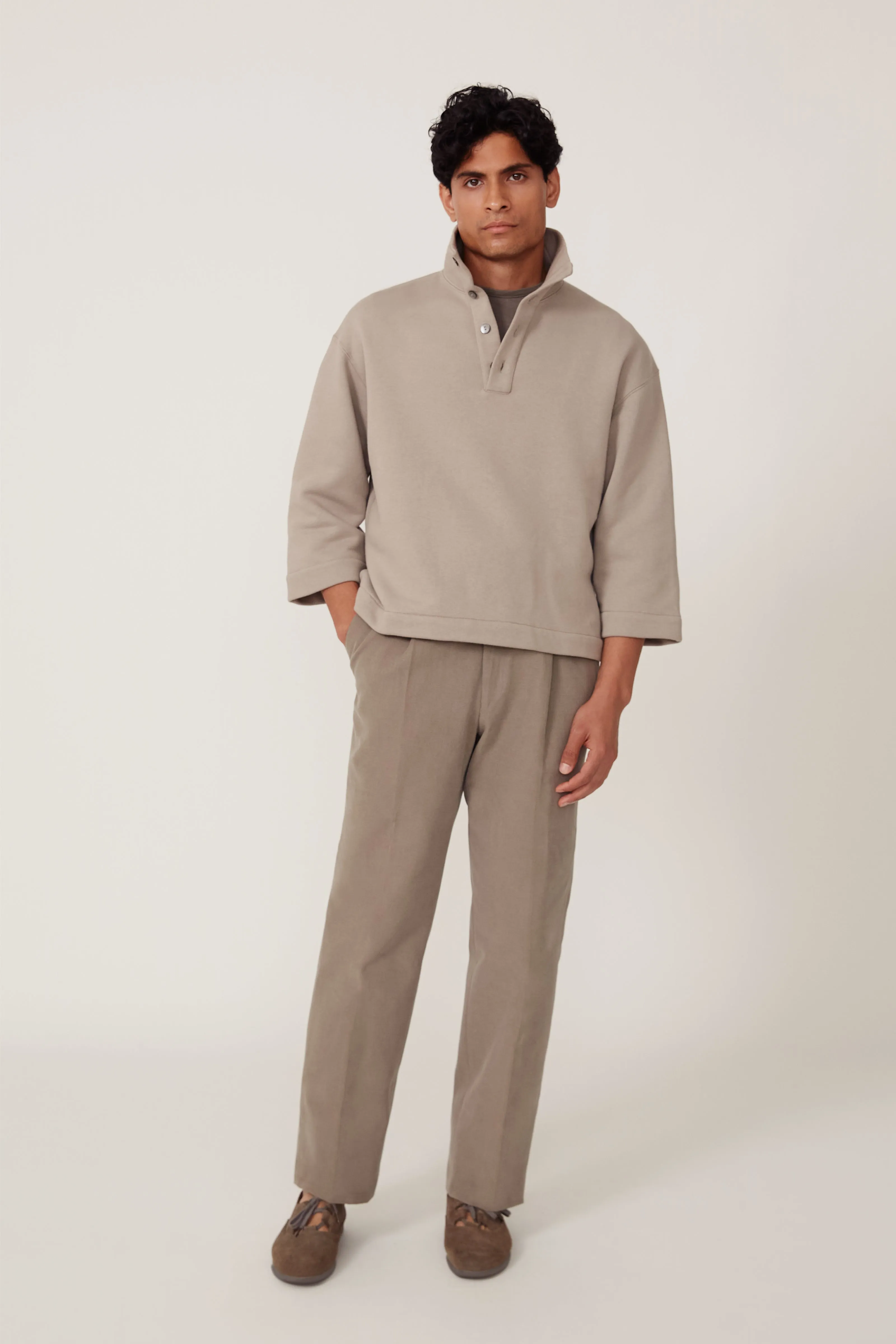 Popover Sweatshirt (Taupe Cotton Terry) sold by Stoffa