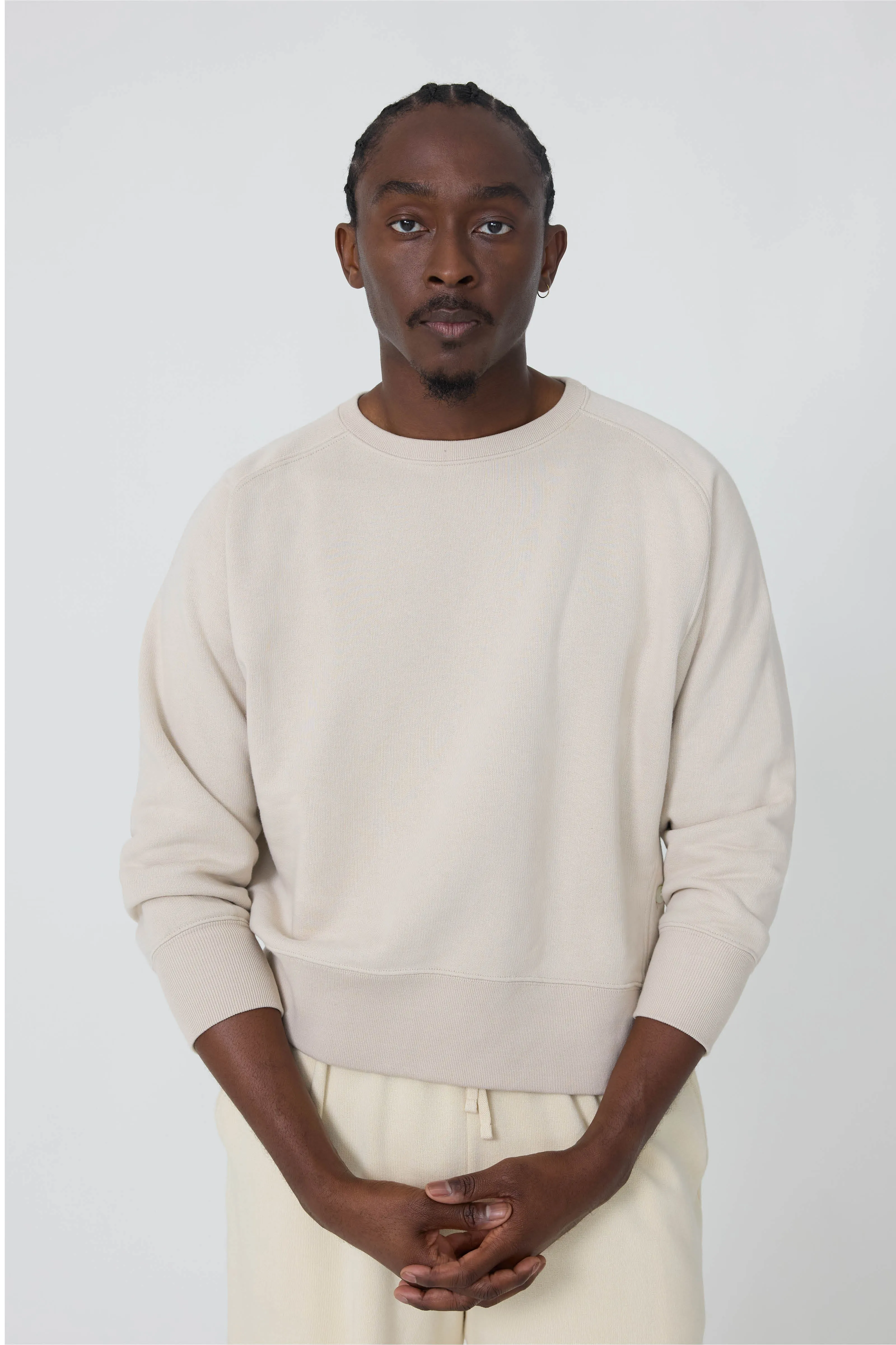 Side Button Crewneck Sweatshirt (Bone Cotton Terry) sold by Stoffa product image thumbnail 4