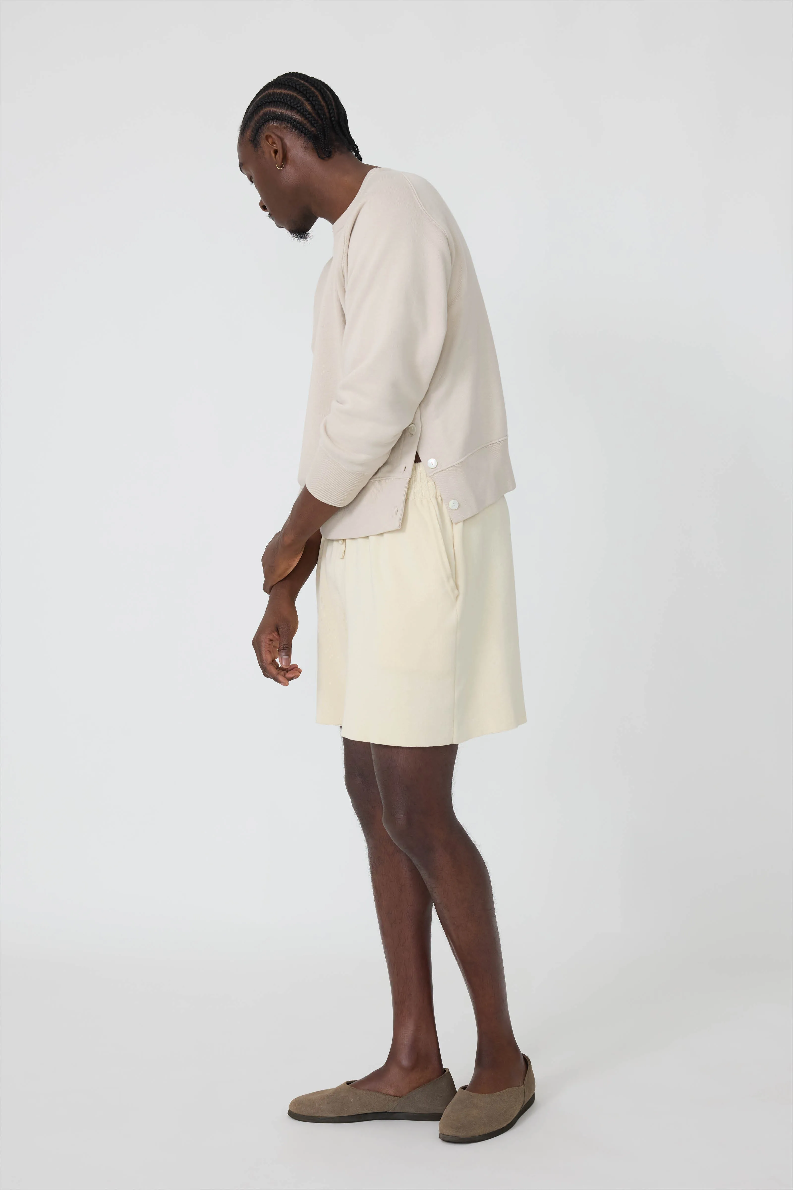 Side Button Crewneck Sweatshirt (Bone Cotton Terry) sold by Stoffa product image thumbnail 3