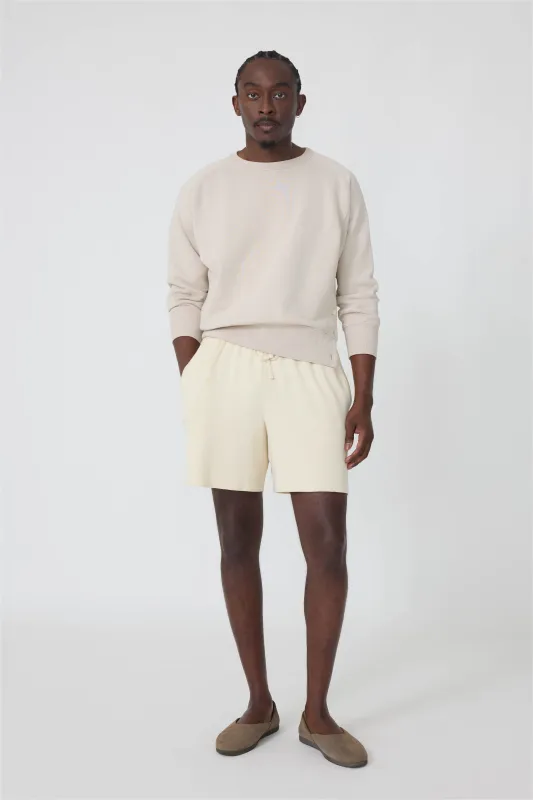 Side Button Crewneck Sweatshirt (Bone Cotton Terry) made by Stoffa