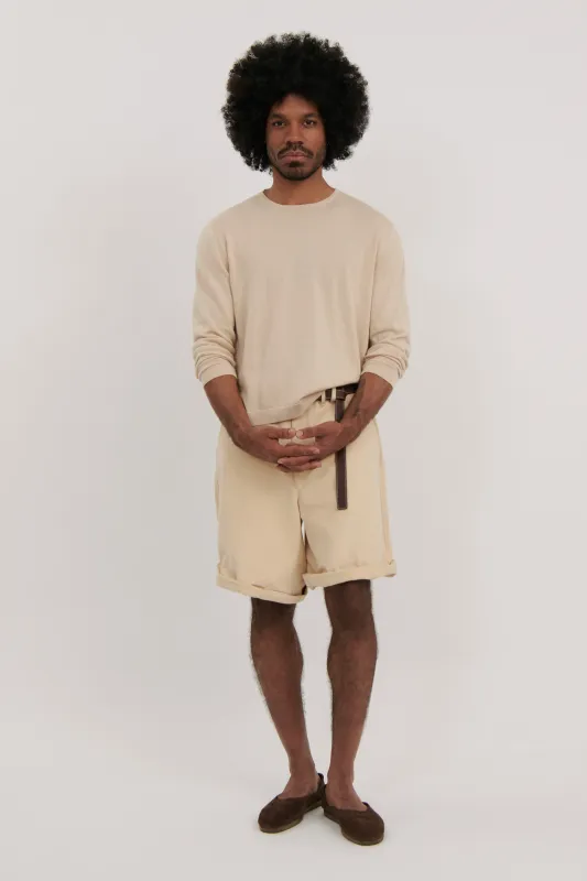 Long Sleeve Knit T-Shirt (Sand Cotton Mouliné) made by Stoffa