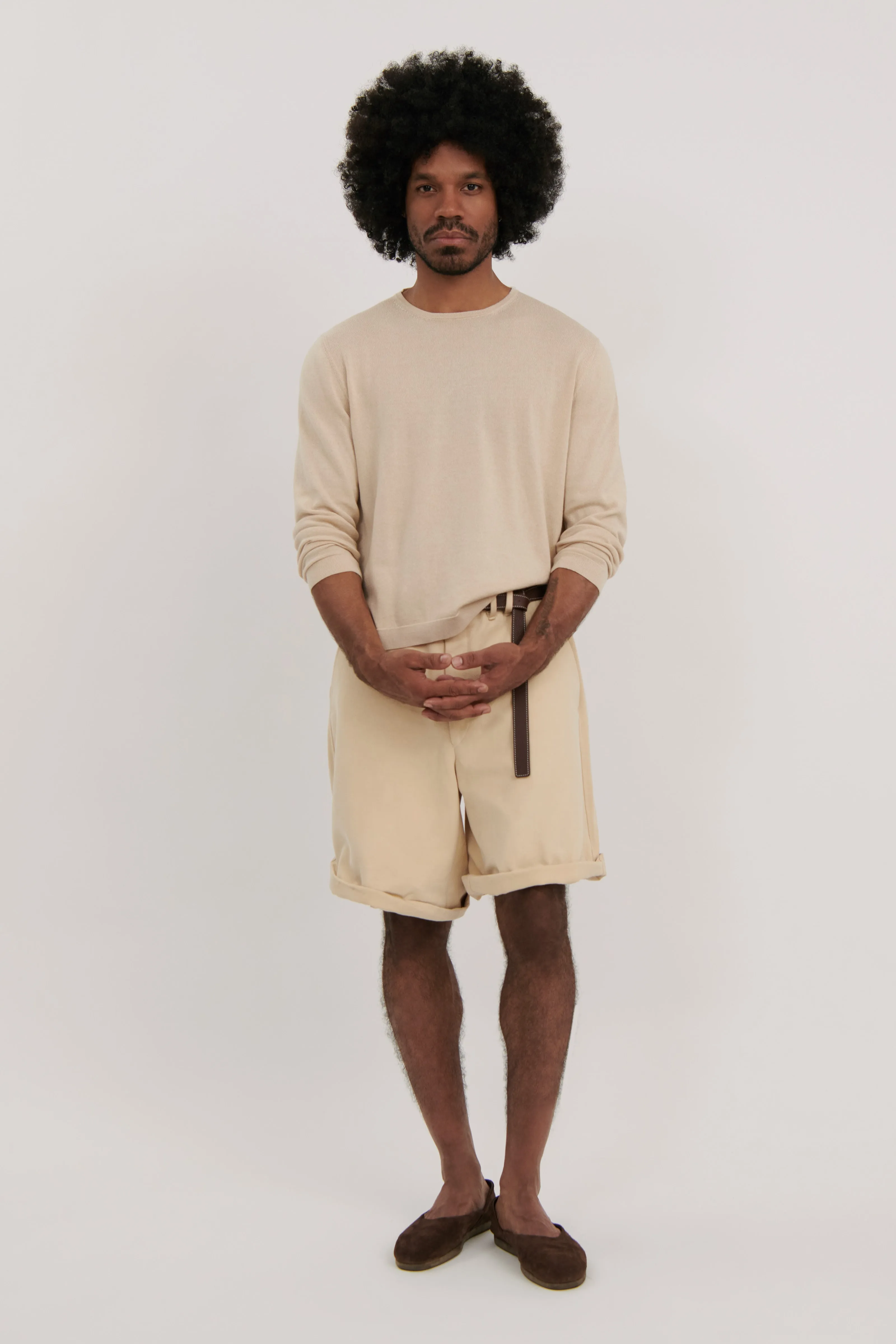 Long Sleeve Knit T-Shirt (Sand Cotton Mouliné) sold by Stoffa