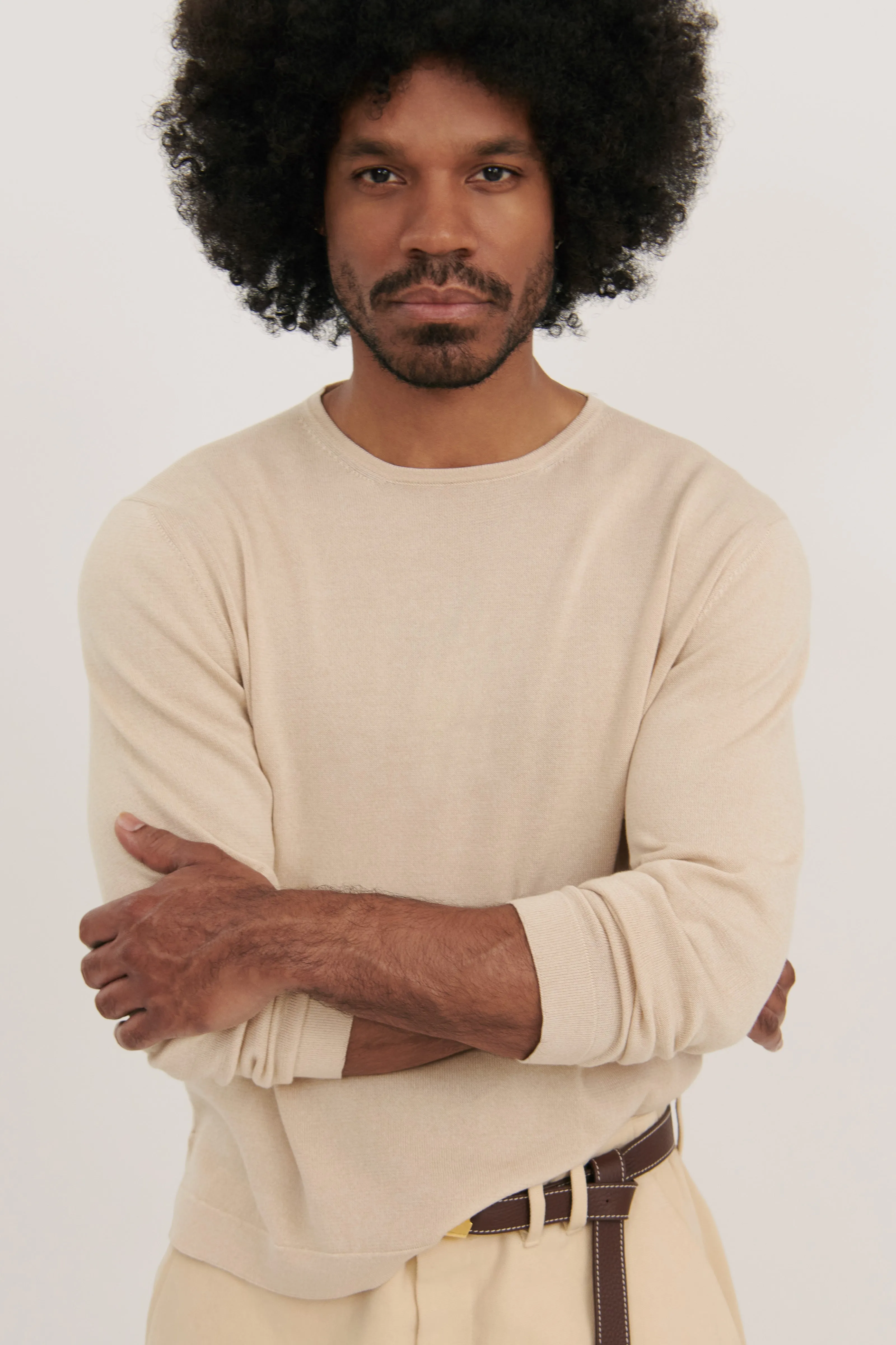 Long Sleeve Knit T-Shirt (Sand Cotton Mouliné) sold by Stoffa product image thumbnail 4