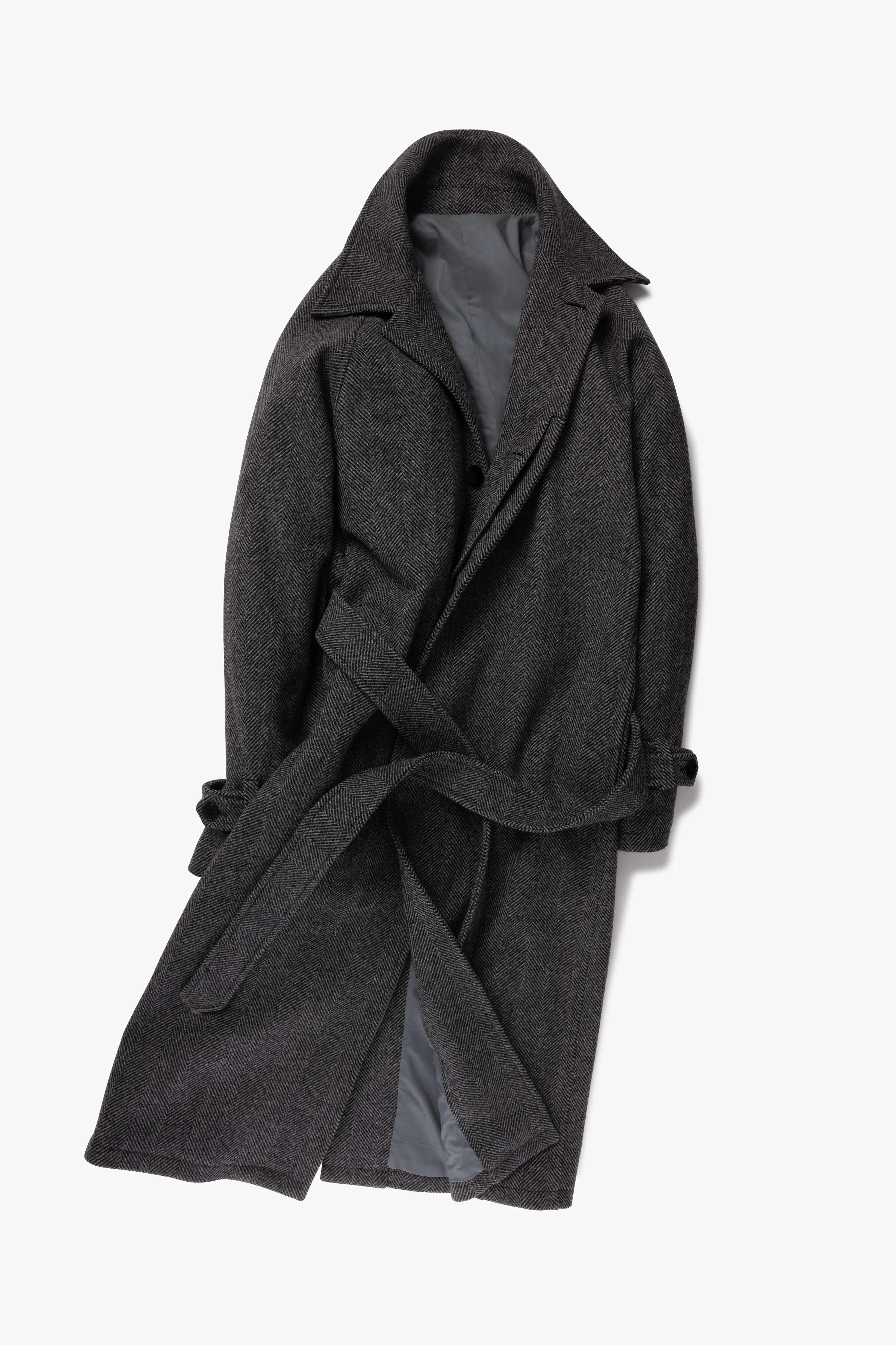 Raglan Coat (Grey Wool Herringbone) sold by Stoffa product image thumbnail 2