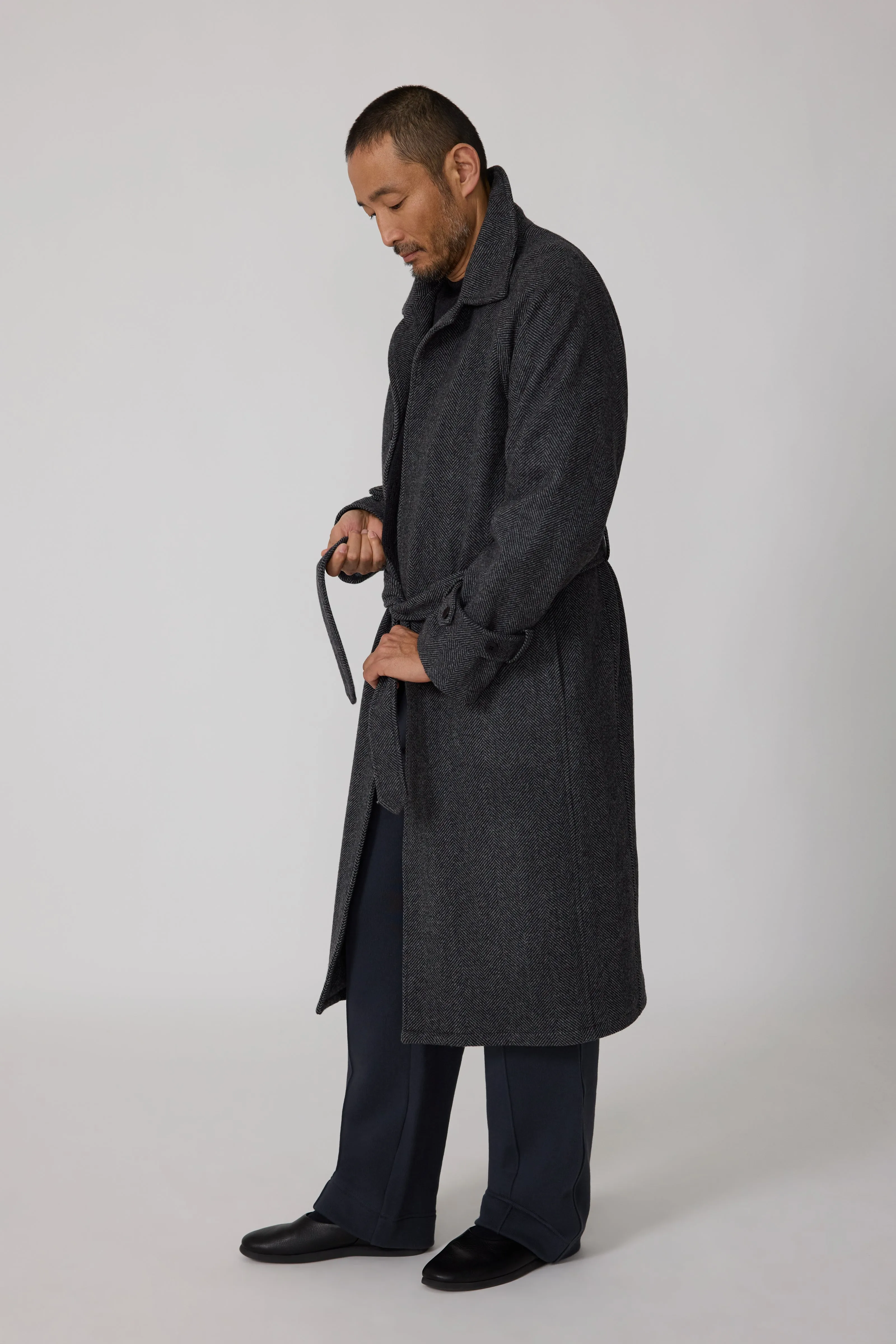 Raglan Coat (Grey Wool Herringbone) sold by Stoffa product image thumbnail 3