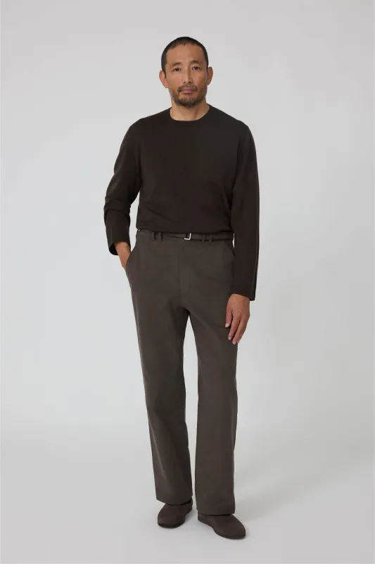 Long Sleeve Knit T-Shirt (Chocolate Wool Silk) made by Stoffa