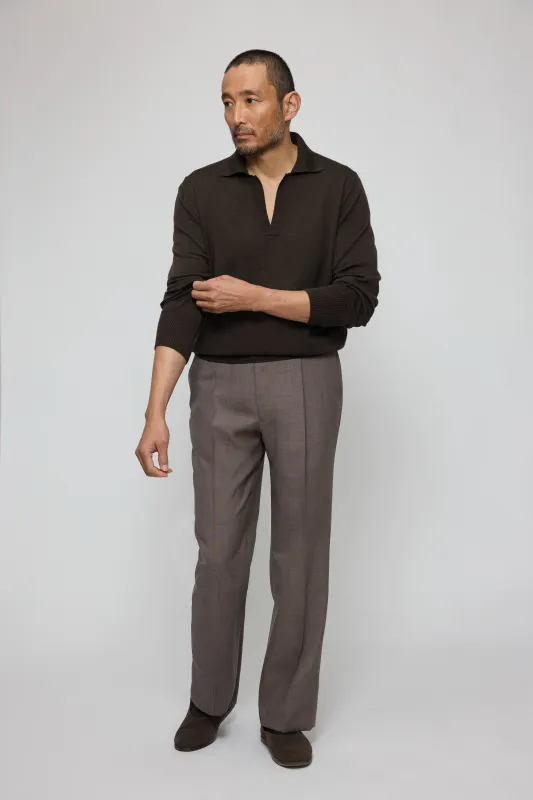 Single Pleat Trouser (Walnut Tropical Wool) made by Stoffa