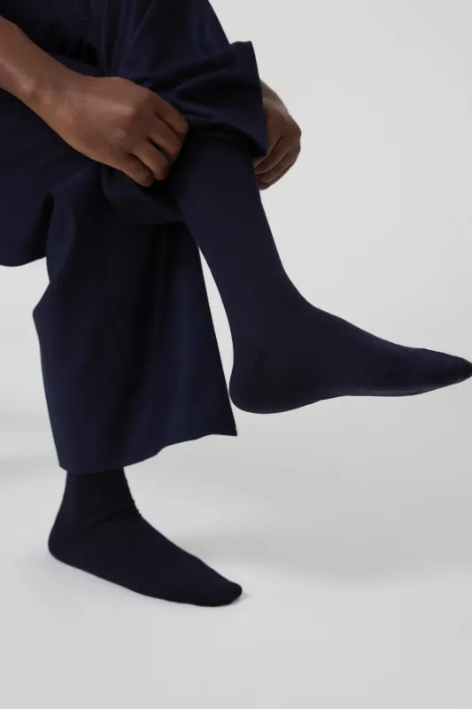 Sock (Navy Wool Silk) made by Stoffa