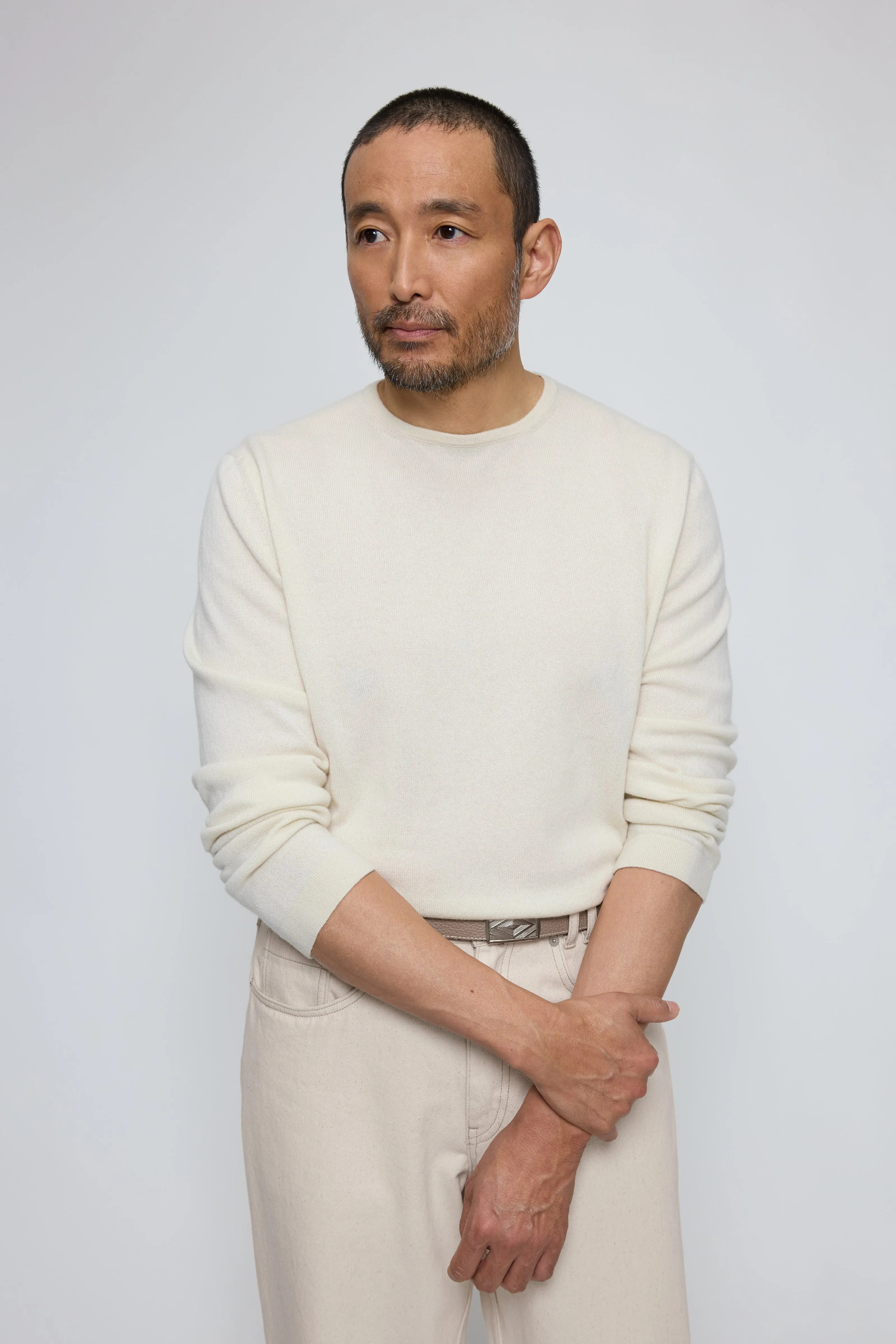 Long Sleeve Knit T-Shirt (Ivory Undyed Cashmere) sold by Stoffa product image thumbnail 4
