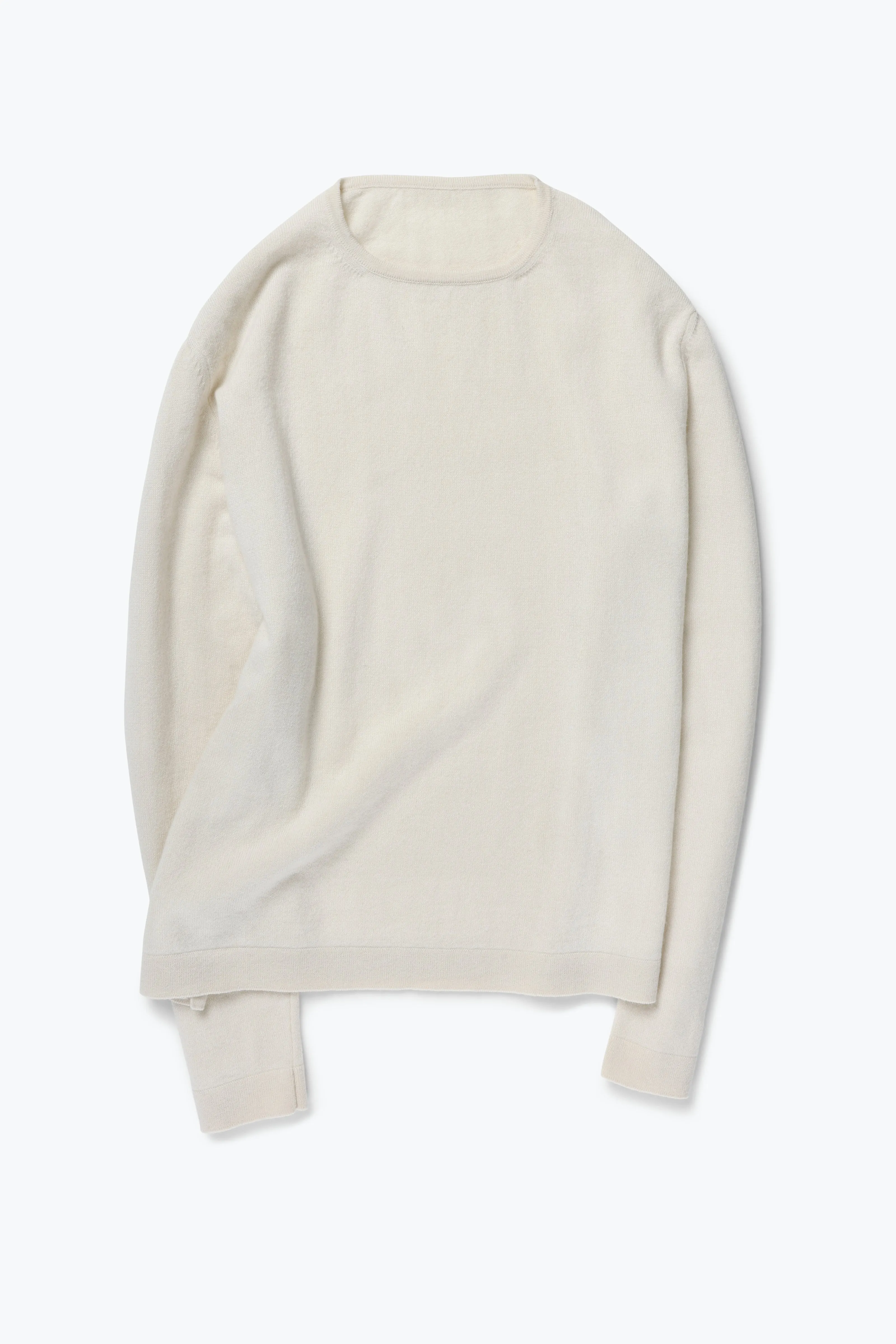 Long Sleeve Knit T-Shirt (Ivory Undyed Cashmere) sold by Stoffa product image thumbnail 2