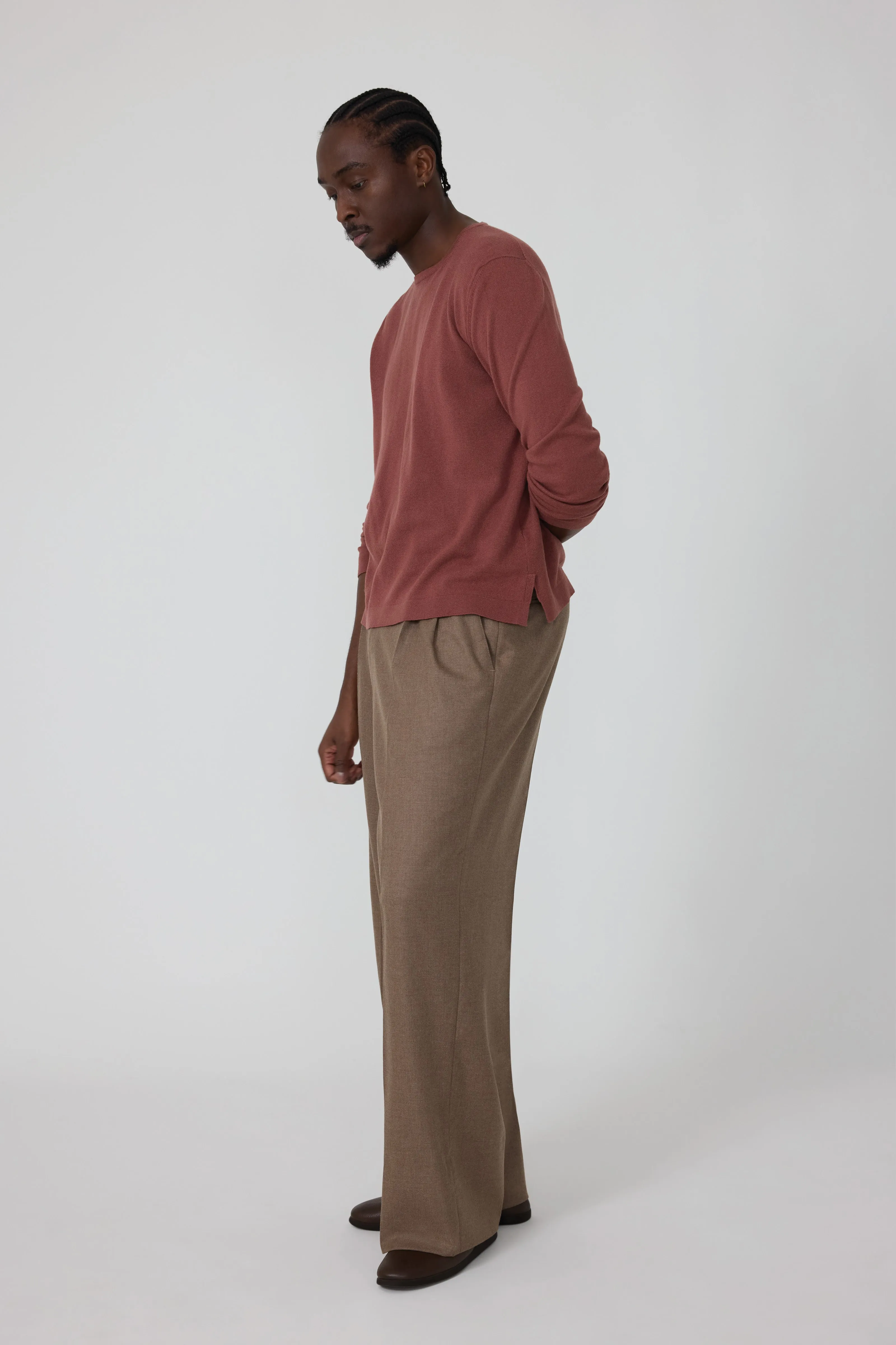 Long Sleeve Knit T-Shirt (Brick Cashmere) sold by Stoffa product image thumbnail 3
