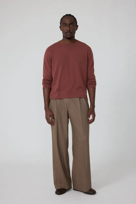 Long Sleeve Knit T-Shirt (Brick Cashmere) made by Stoffa